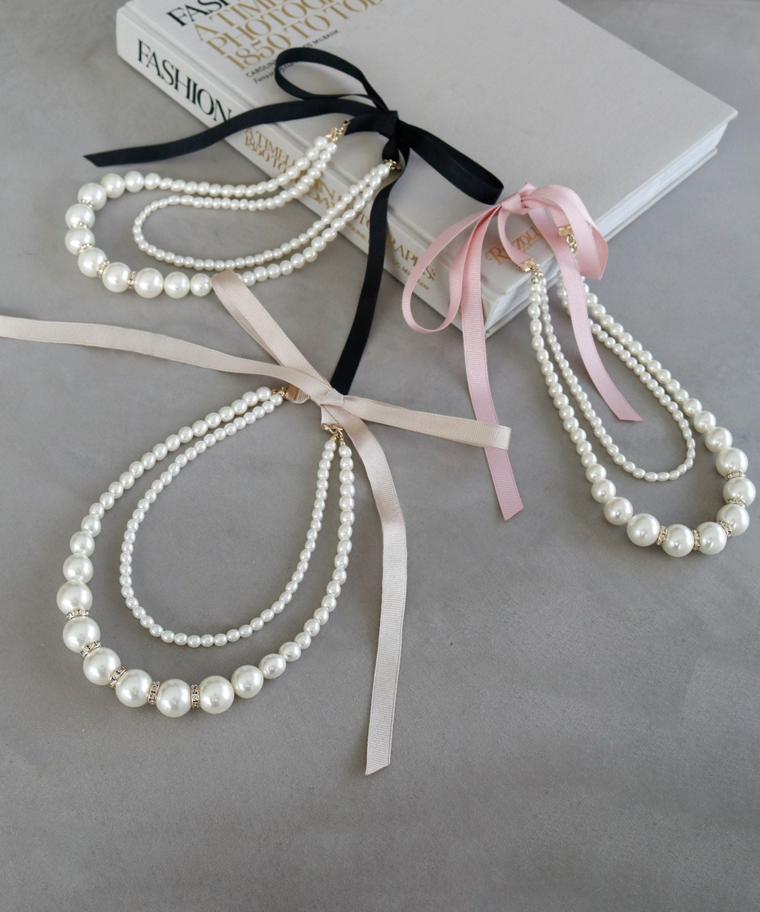 結婚式・お呼ばれ対応 | リボン＆パールネックレス - パーティードレス