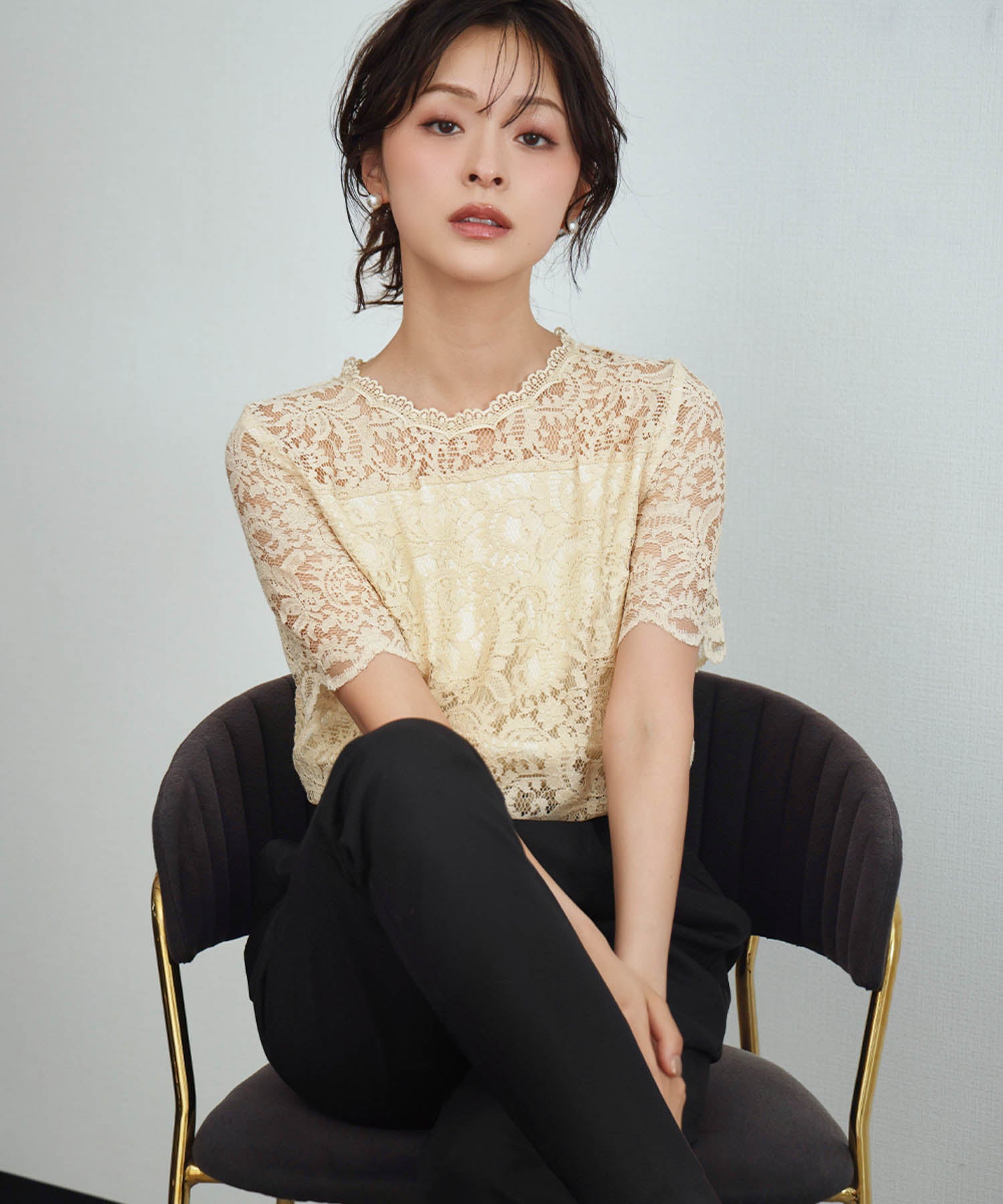 結婚式・お呼ばれ対応 | レース切替パンツドレス - パーティードレス