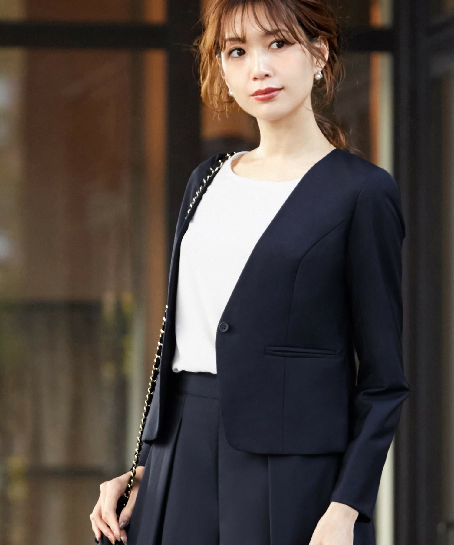 結婚式・お呼ばれ対応 | 七分袖シンプルブラウス - パーティードレス 結婚式・お呼ばれ対応 | 七分袖シンプルブラウス - パーティードレス