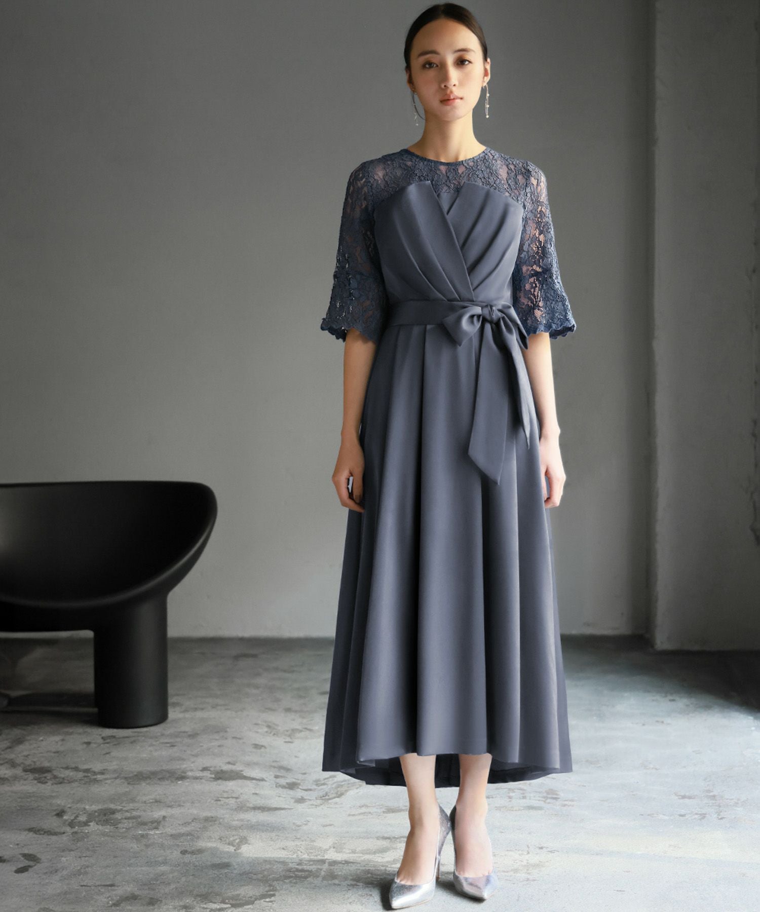 結婚式・お呼ばれ対応 | ビスチェ風ミモレ丈ワンピース - パーティー