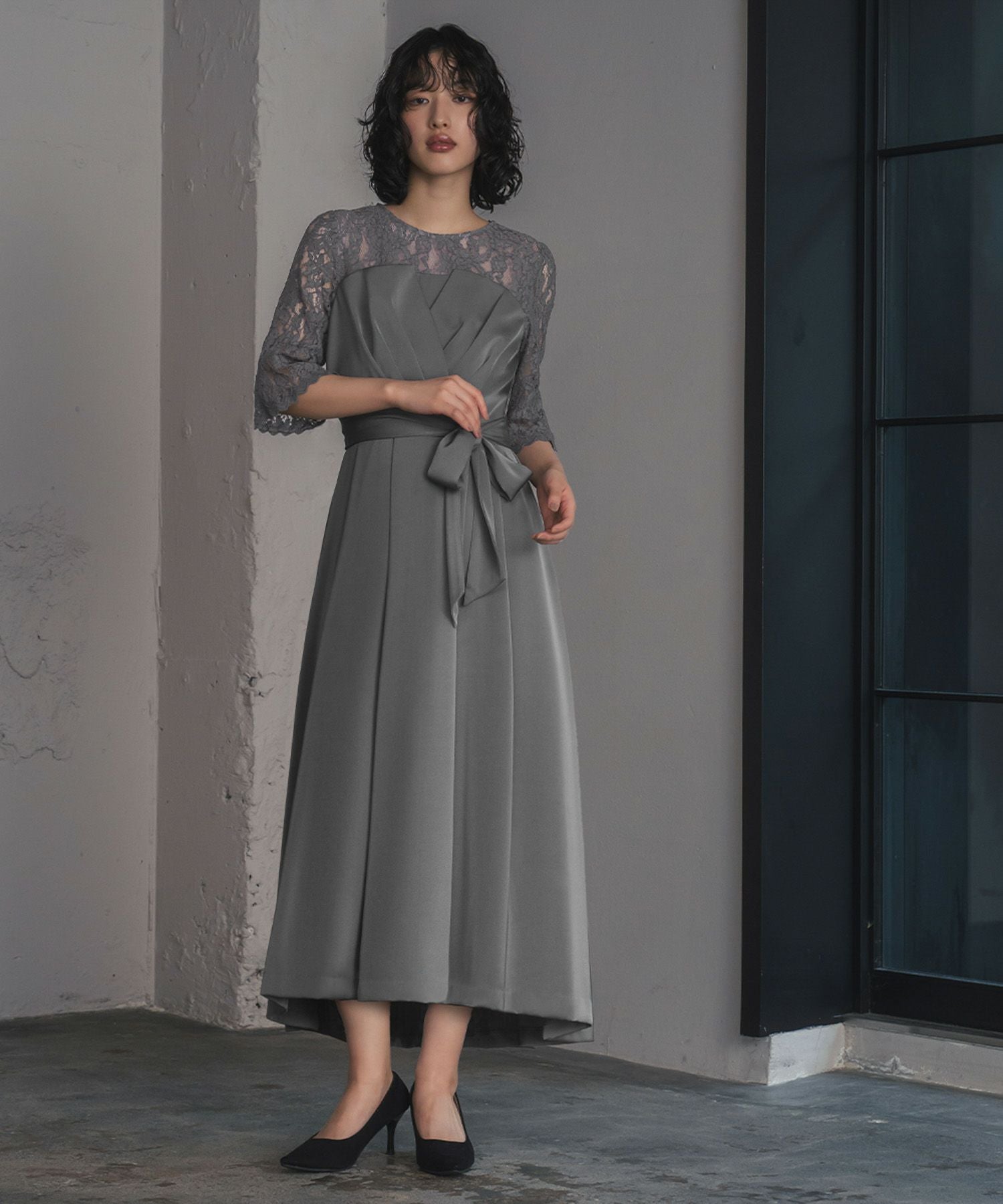 結婚式・お呼ばれ対応 | ビスチェ風ミモレ丈ワンピース - パーティー