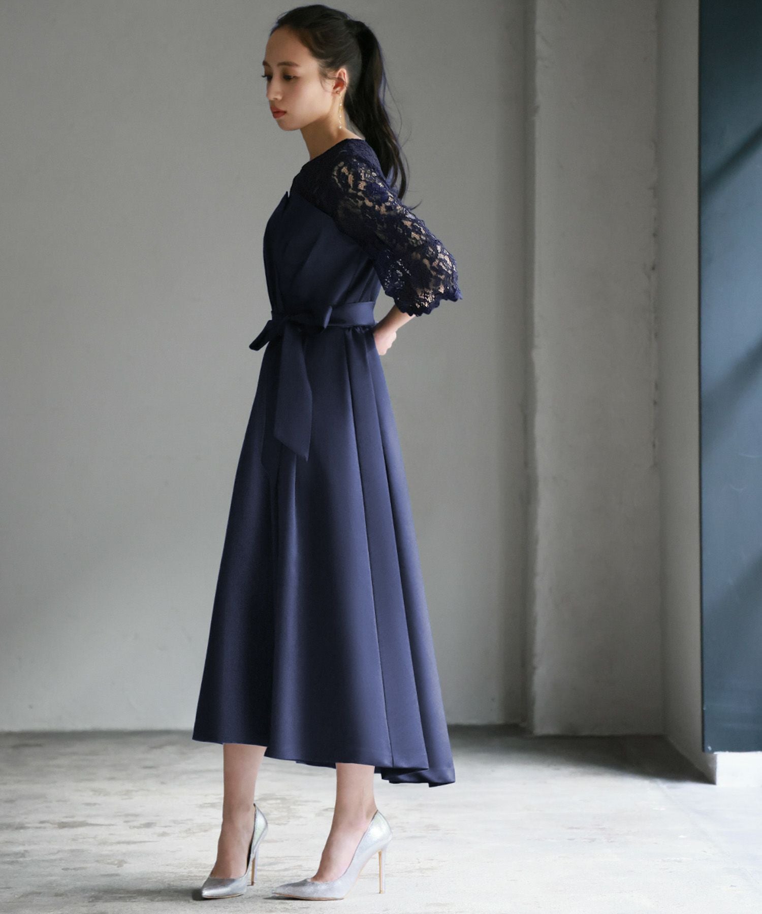 結婚式・お呼ばれ対応 | ビスチェ風ミモレ丈ワンピース - パーティー