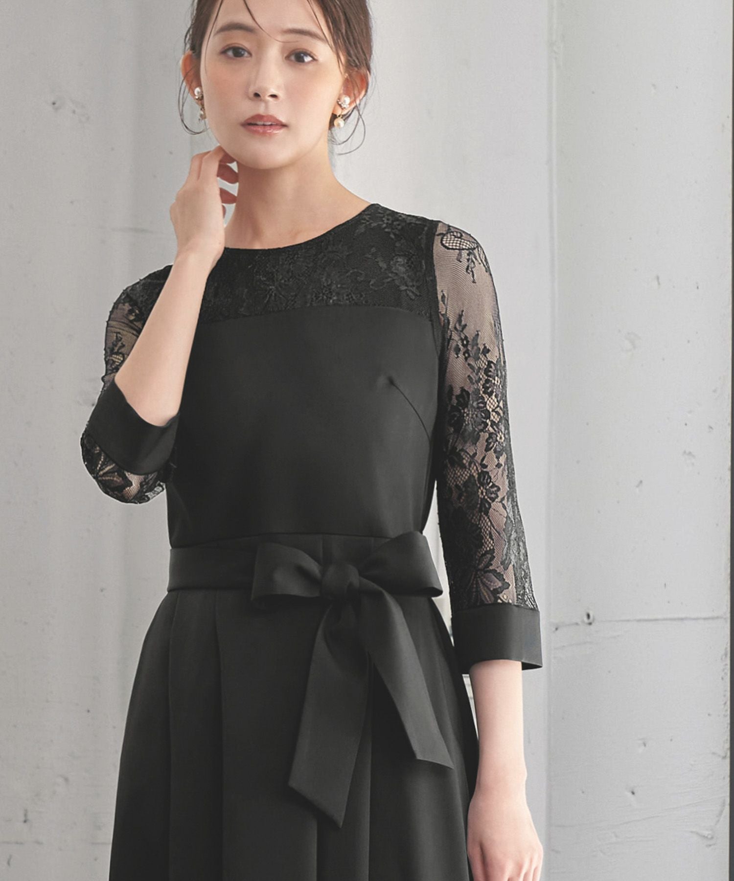 結婚式・お呼ばれ対応 | レーススリーブワンピース - パーティードレス