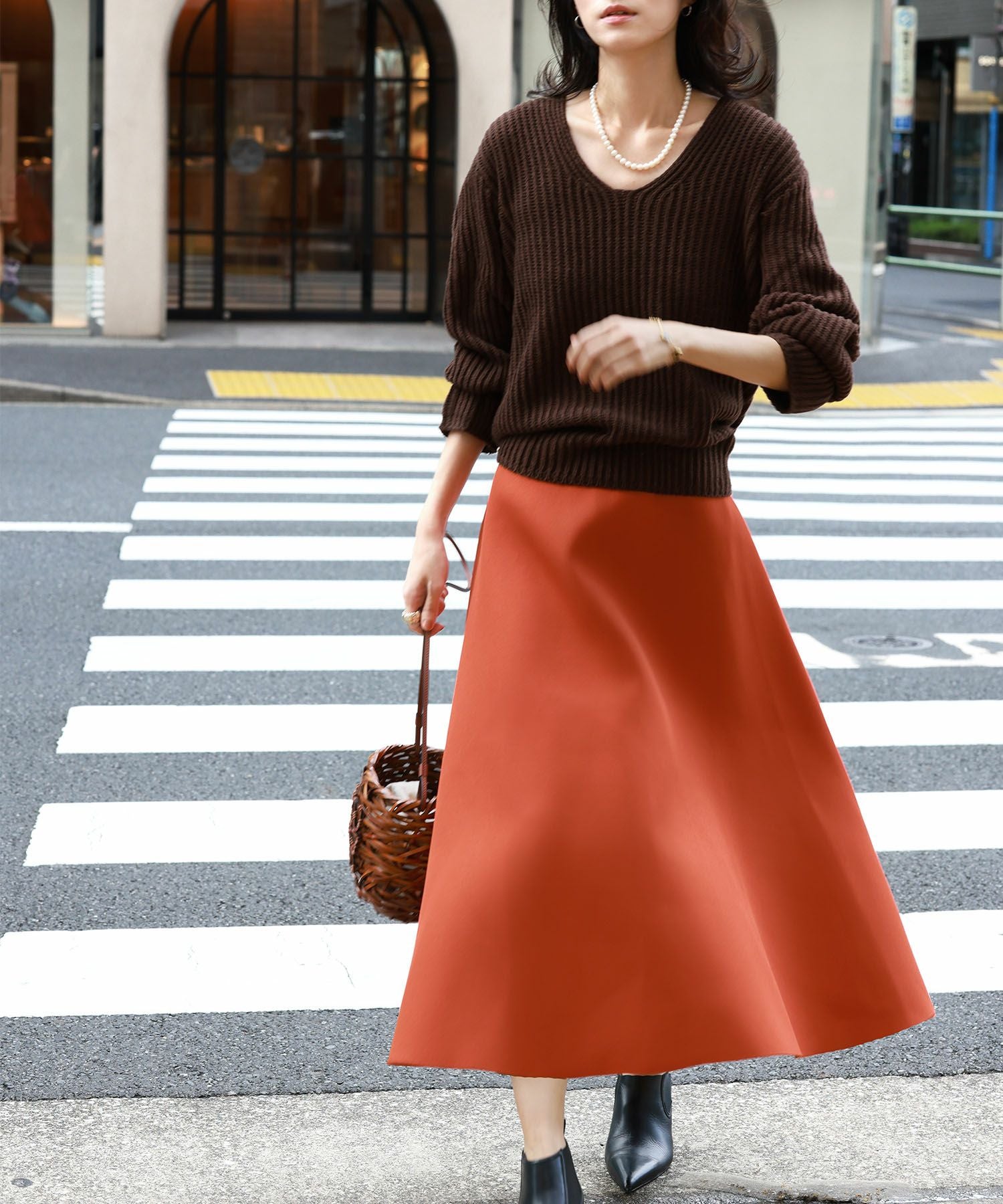 ボンディングミディ丈フレアスカート - パーティードレス通販GIRL