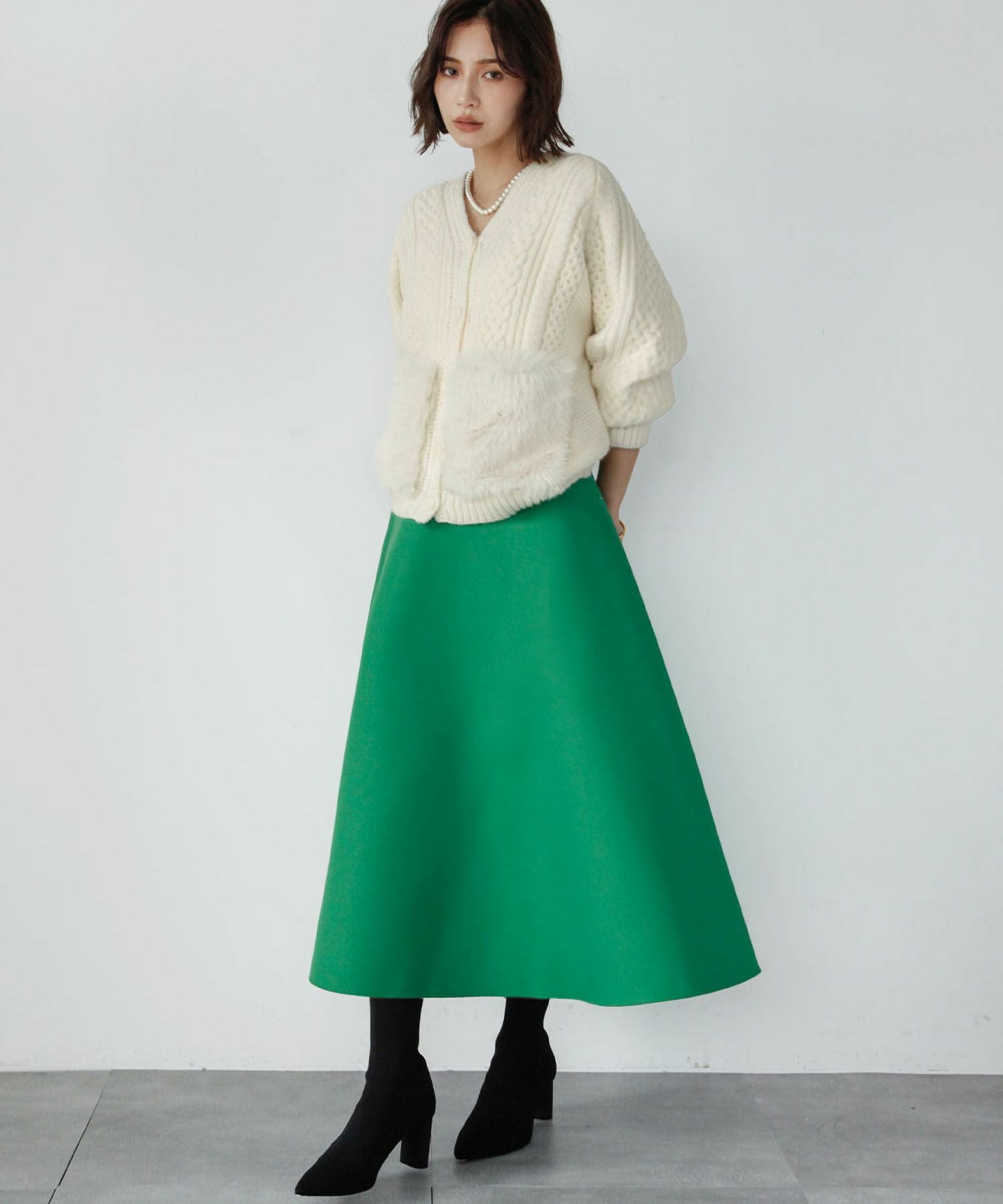 ボンディングミディ丈フレアスカート - パーティードレス通販GIRL