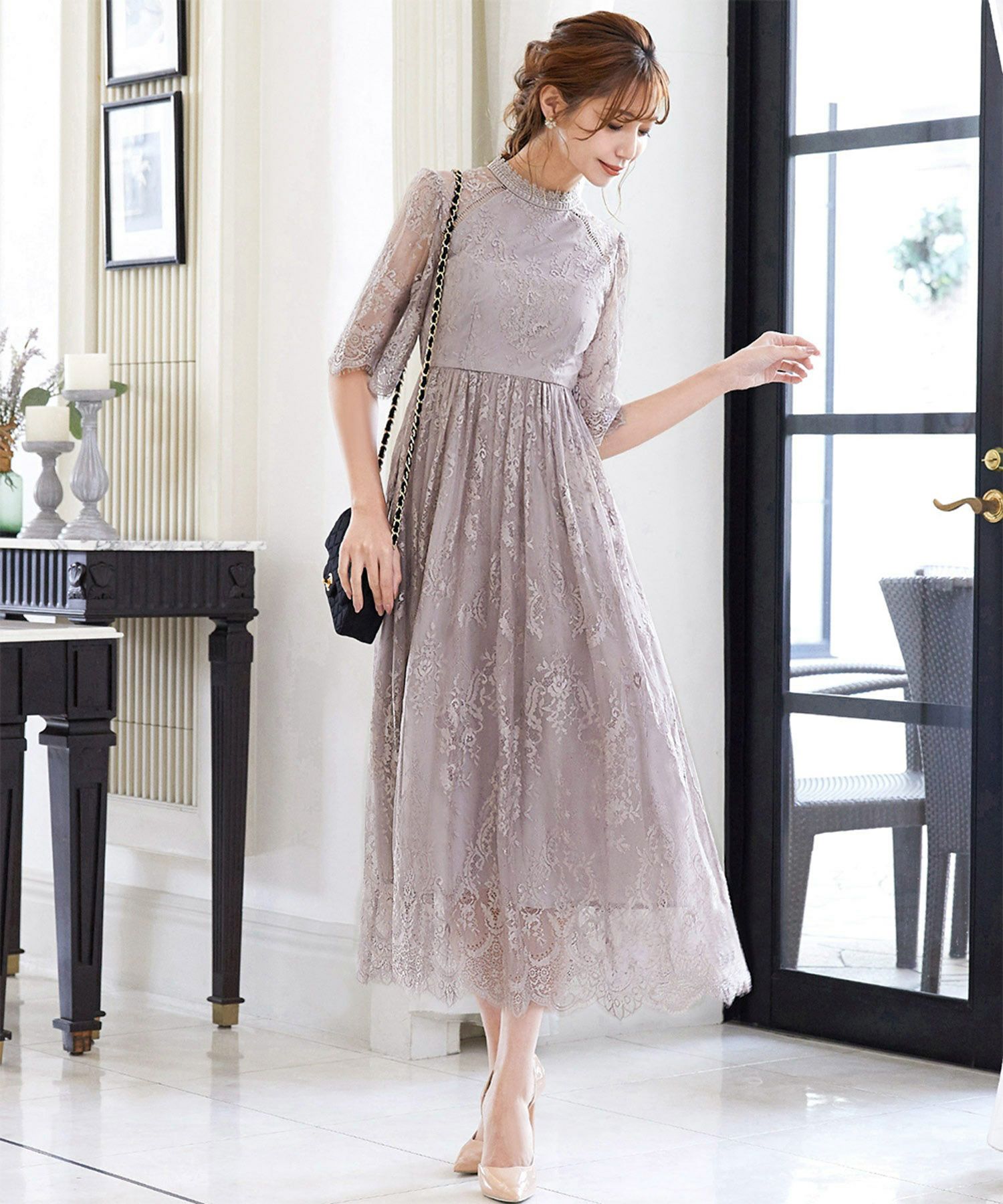 ︎︎❤︎︎︎︎︎︎❤︎︎専用 結婚式・お呼ばれ対応 | 総レースミモレ丈ワンピース - パーティー