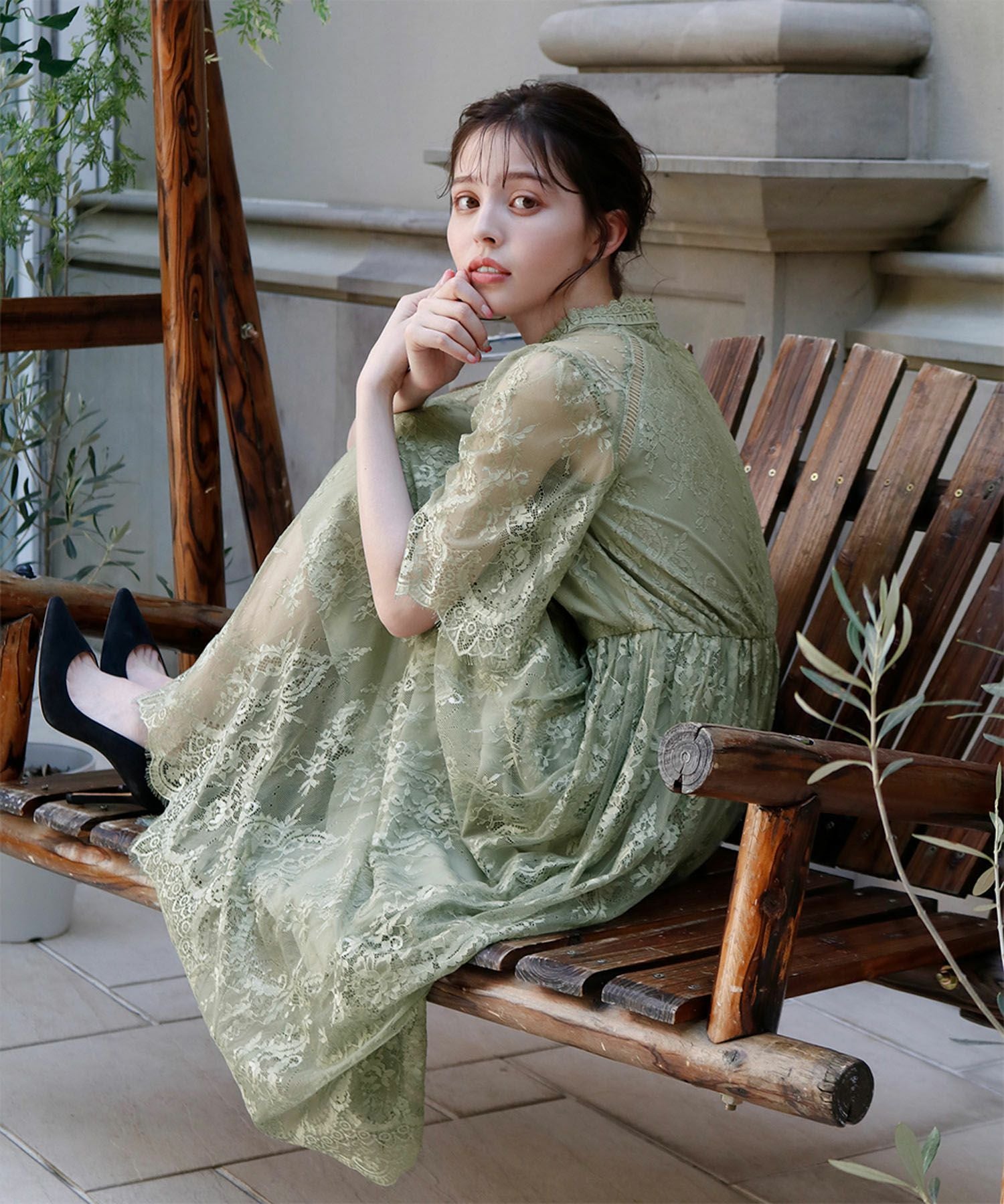 結婚式・お呼ばれ対応 | 総レースミモレ丈ワンピース - パーティー 結婚式・お呼ばれ対応 | 総レースミモレ丈ワンピース - パーティー