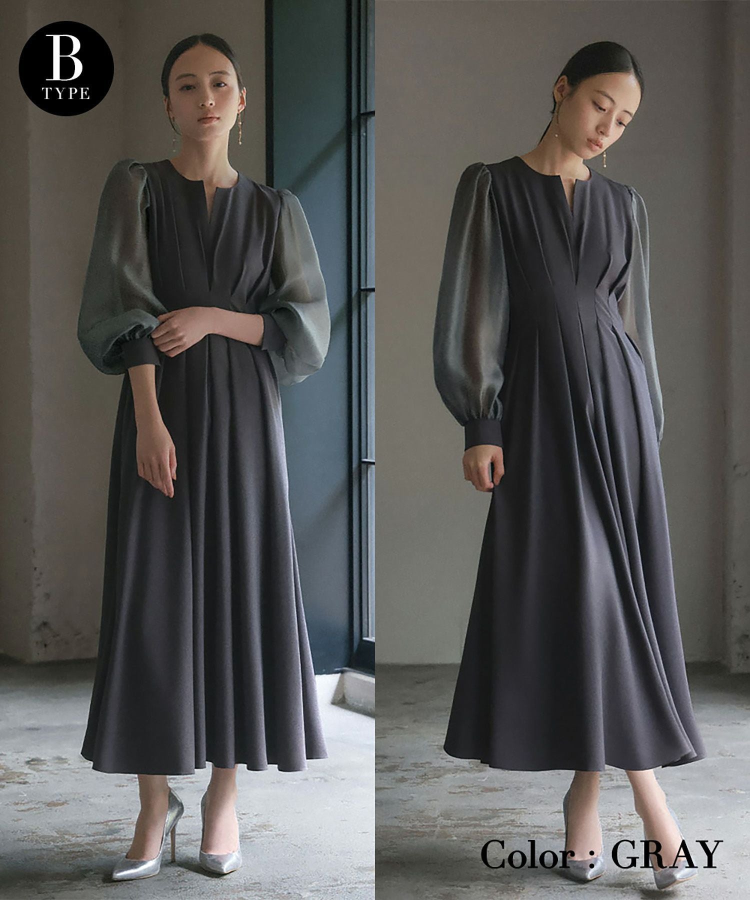 GIRL パーティドレス チャコールグレー Lサイズ 結婚式・お呼ばれ対応 | キーネックワンピース - パーティードレス通販