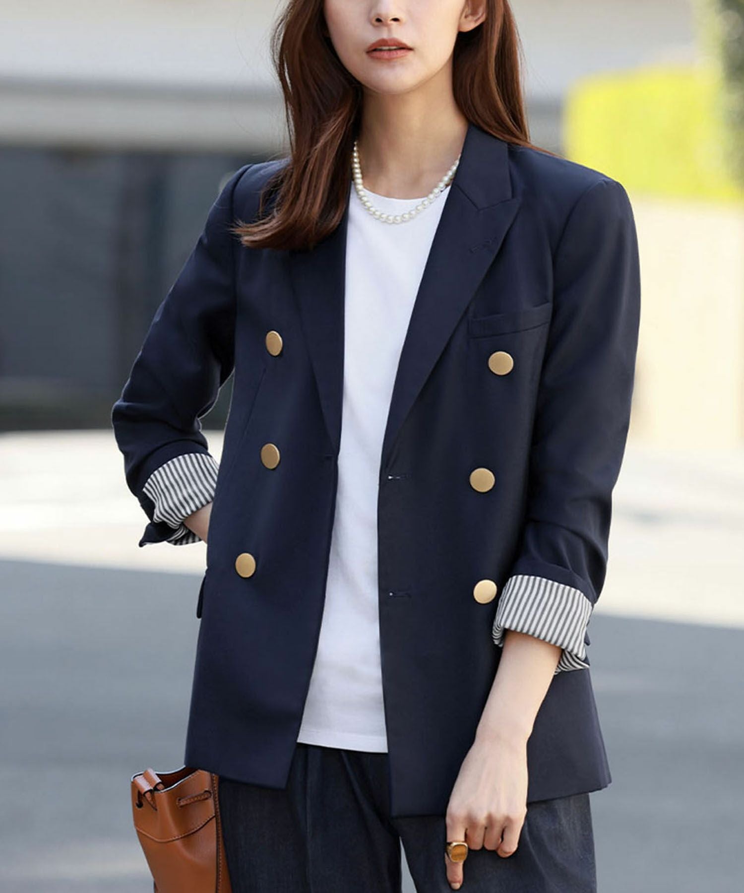 ★極美品 着用1回のみ TOD'S ダブルブレスト レザージャケット Oggi 5月号掲載 滝沢カレンさん着用商品】リネン／トリアセテート