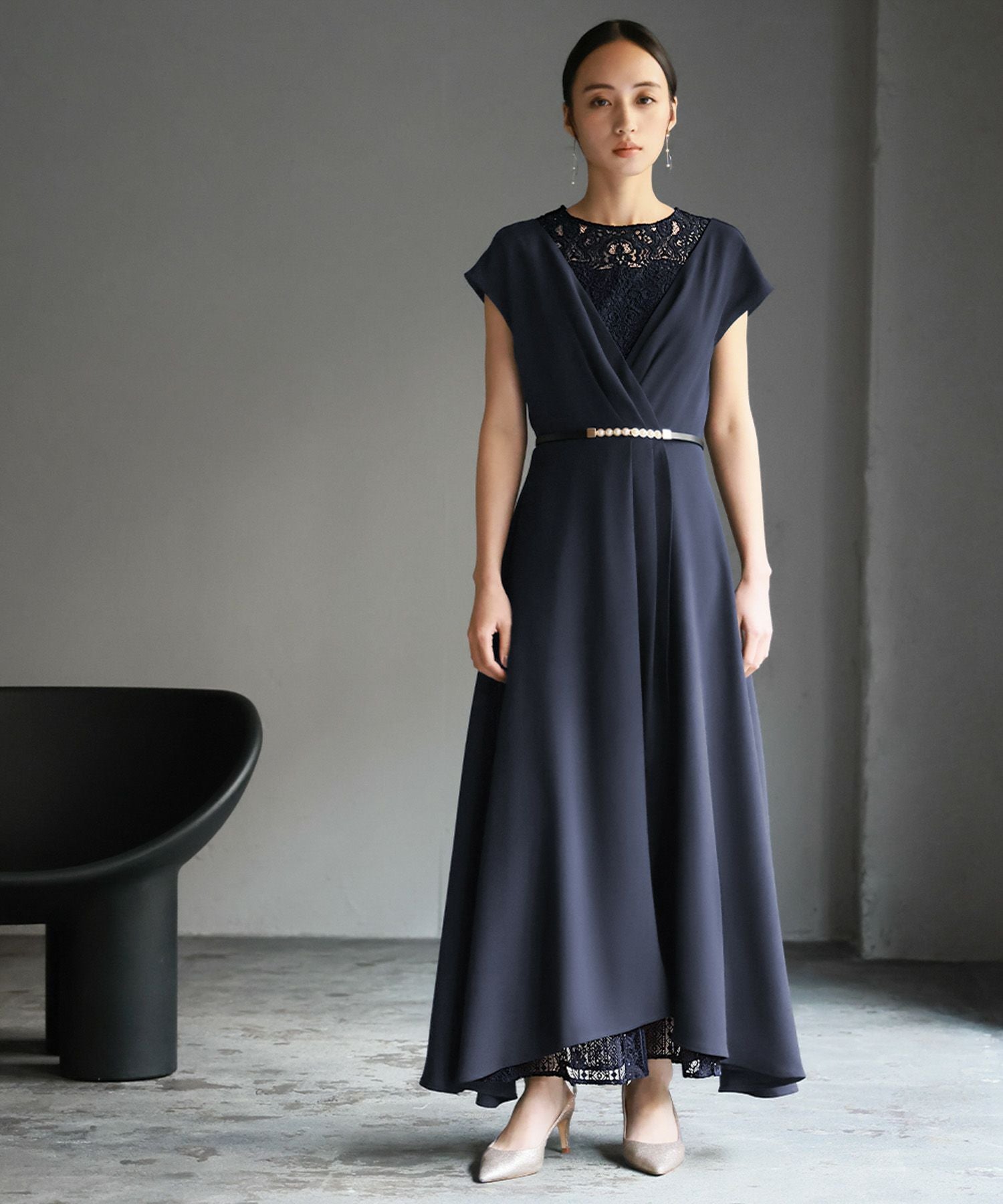 結婚式・お呼ばれ対応 | レース切替フレアワンピース - パーティー