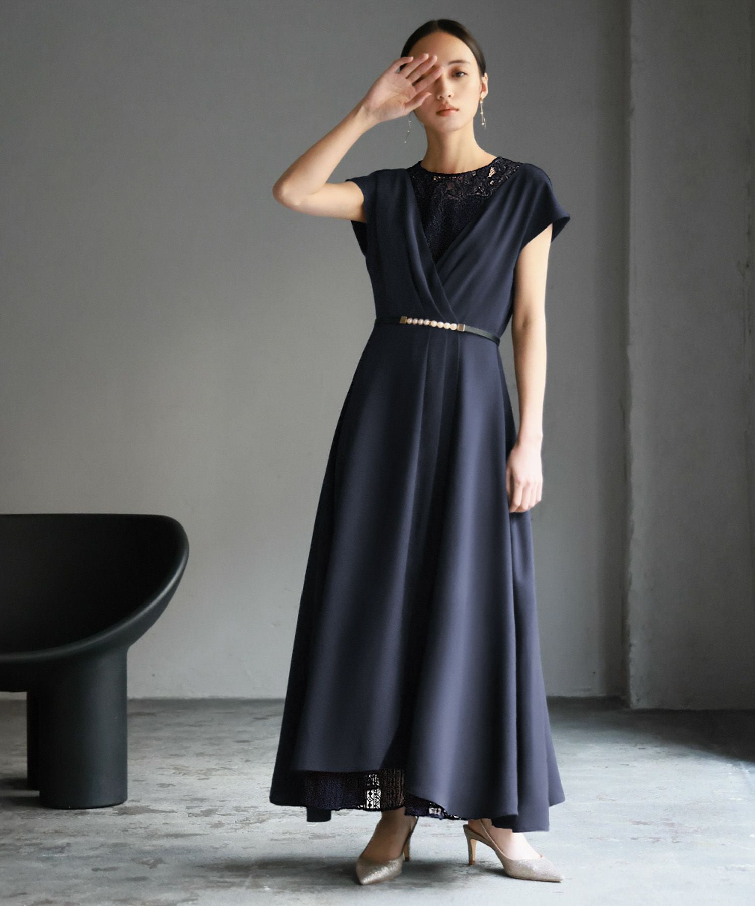 結婚式・お呼ばれ対応 | レース切替フレアワンピース - パーティー