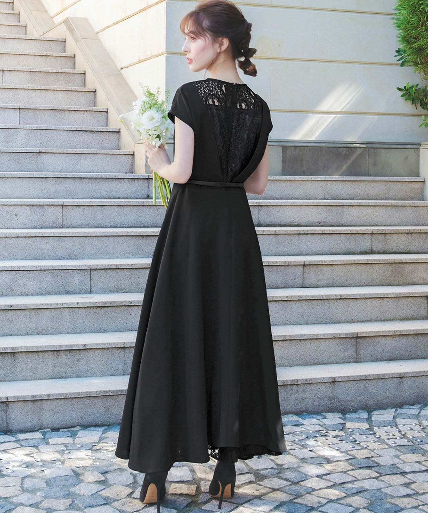 結婚式・お呼ばれ対応 | レース切替フレアワンピース - パーティー