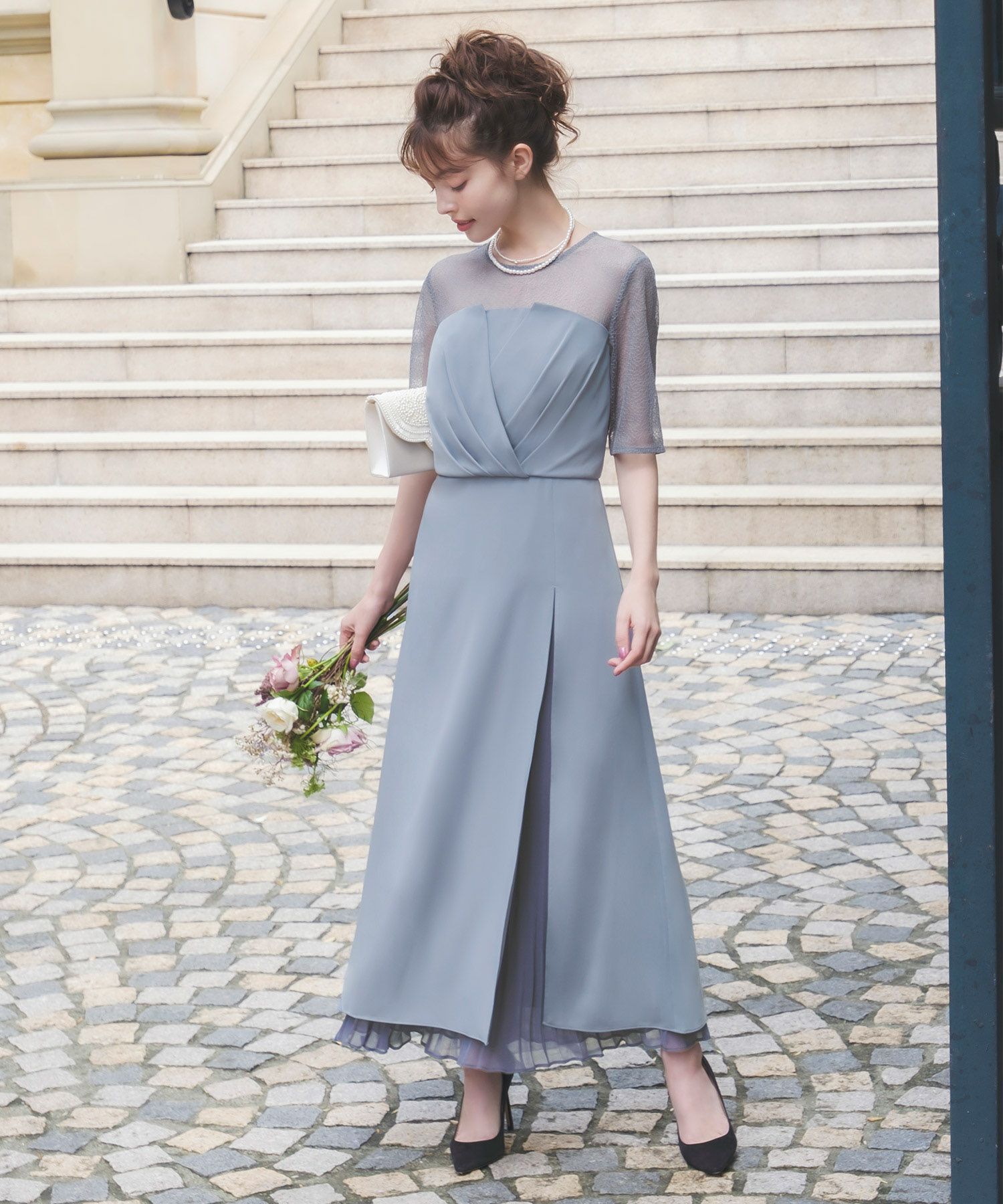 結婚式・お呼ばれ対応 | ビスチェ風アシンメトリーワンピース