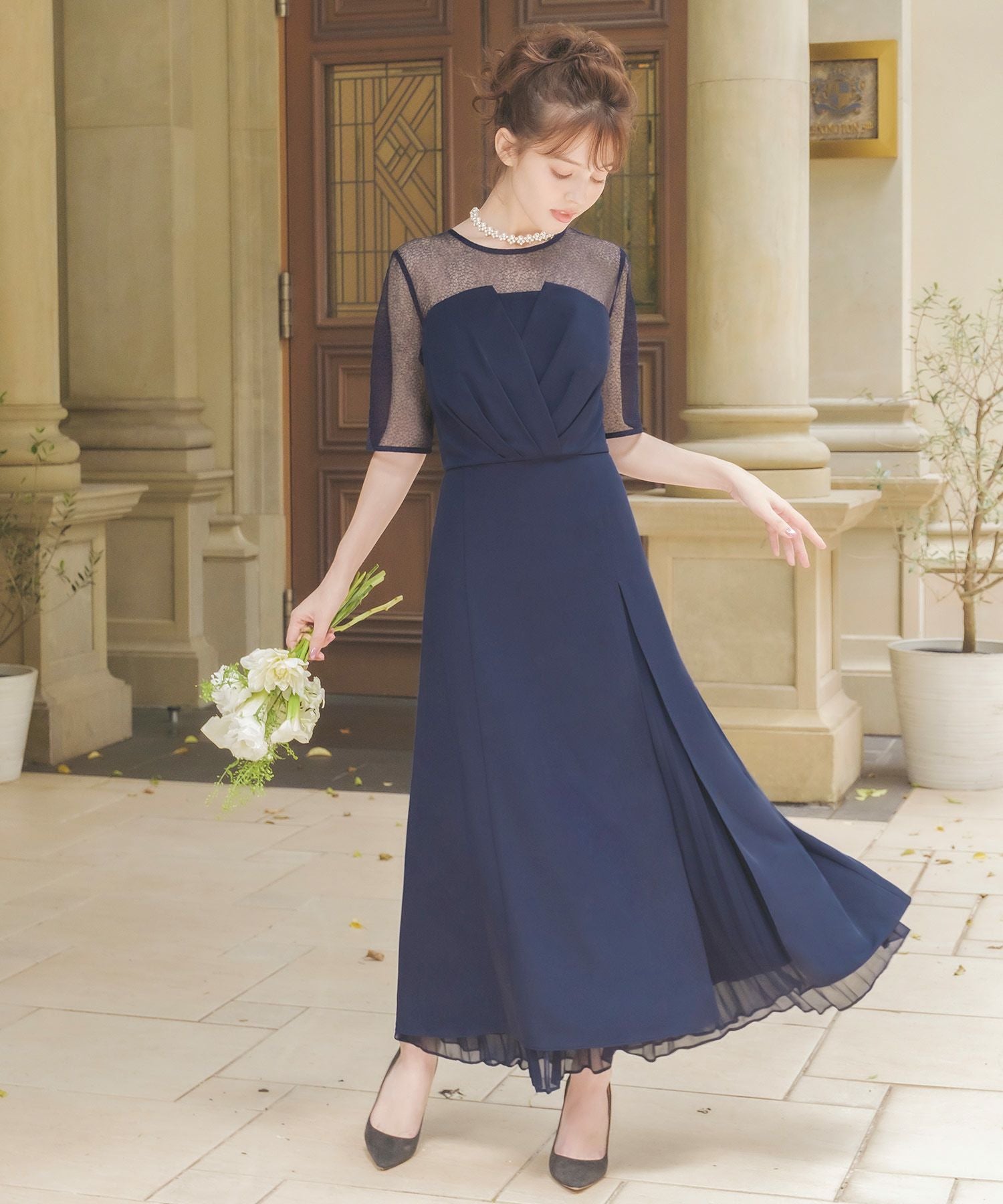 ANA G.K ChristianDior ドレスワンピース アシメ 結婚式・お呼ばれ対応 | ビスチェ風アシンメトリーワンピース