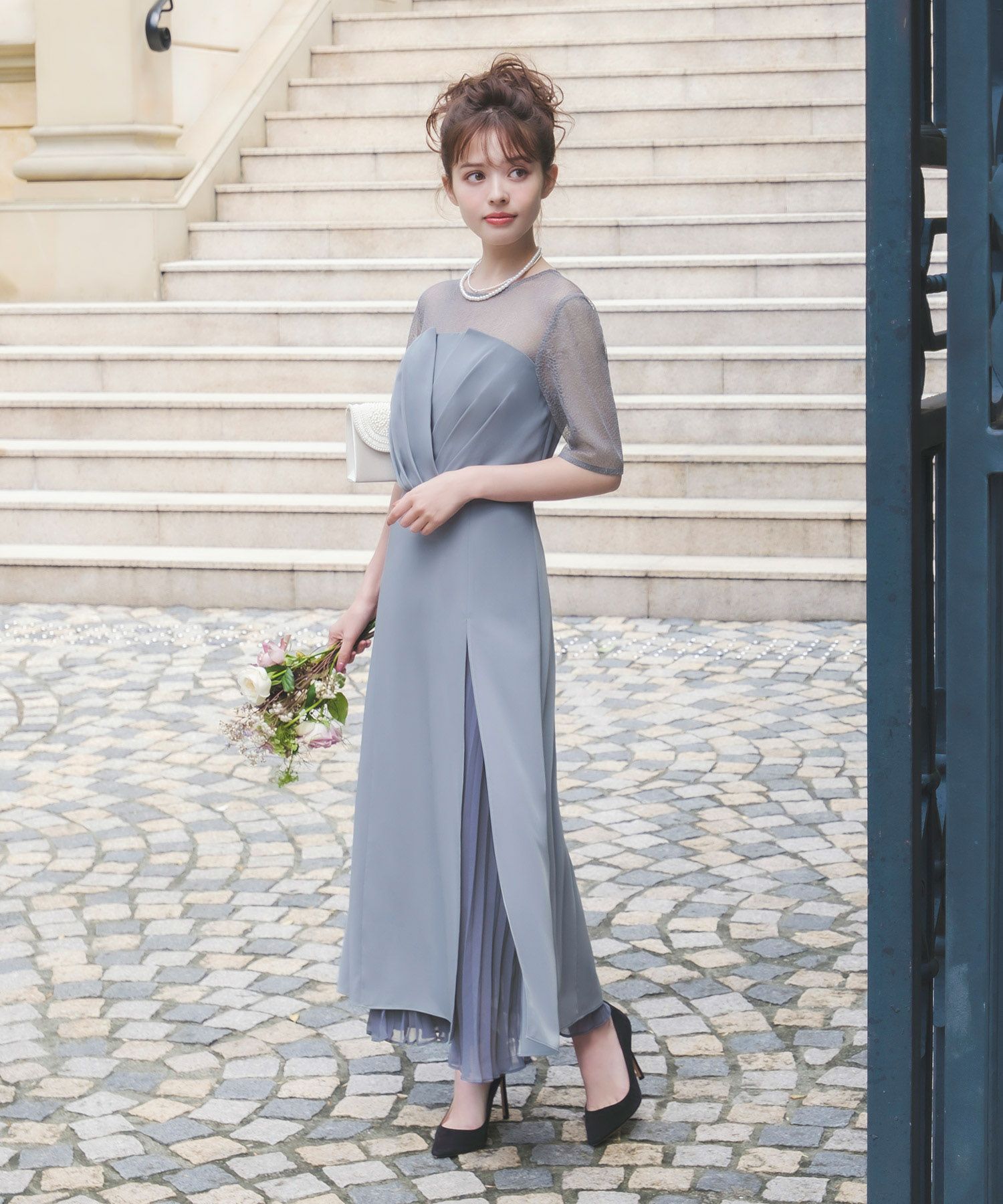 ANA G.K ChristianDior ドレスワンピース アシメ 結婚式・お呼ばれ対応 | ビスチェ風アシンメトリーワンピース