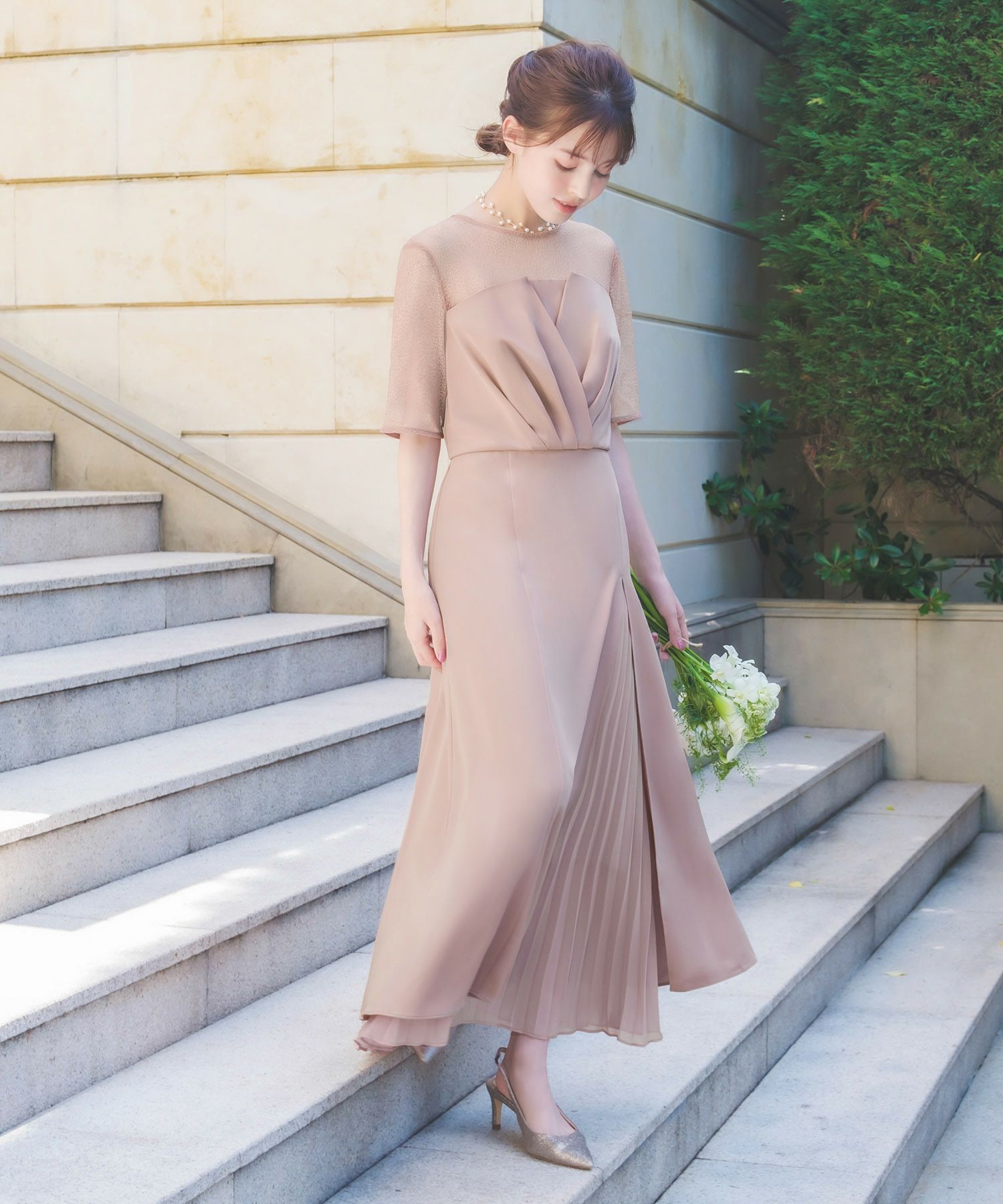 結婚式・お呼ばれ対応 | ビスチェ風アシンメトリーワンピース