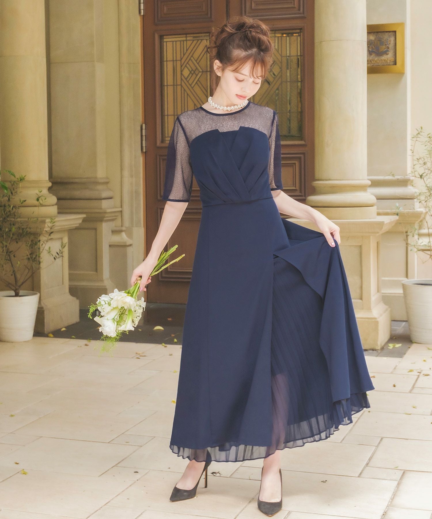 結婚式・お呼ばれ対応 | ビスチェ風アシンメトリーワンピース