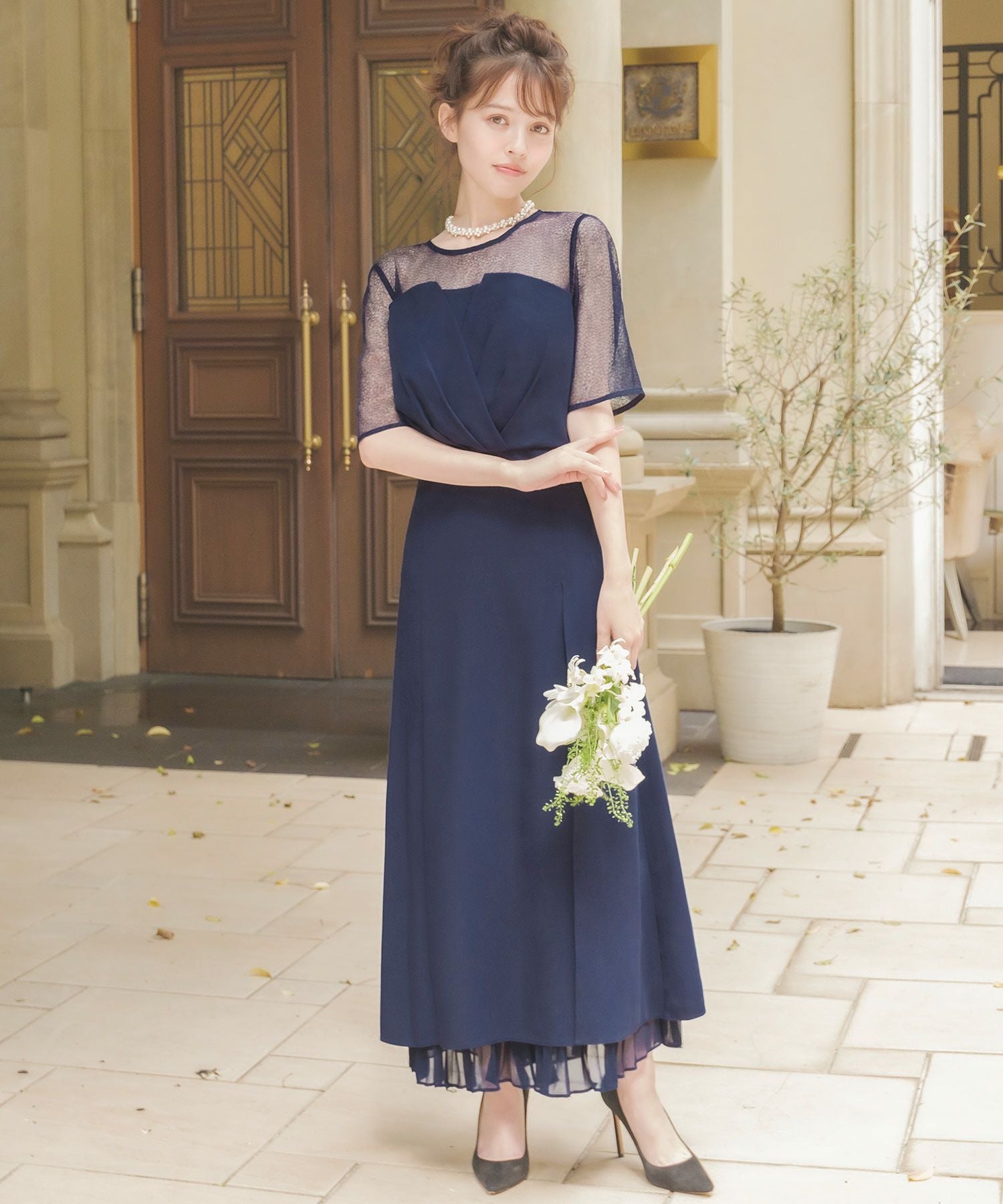 結婚式・お呼ばれ対応 | ビスチェ風アシンメトリーワンピース