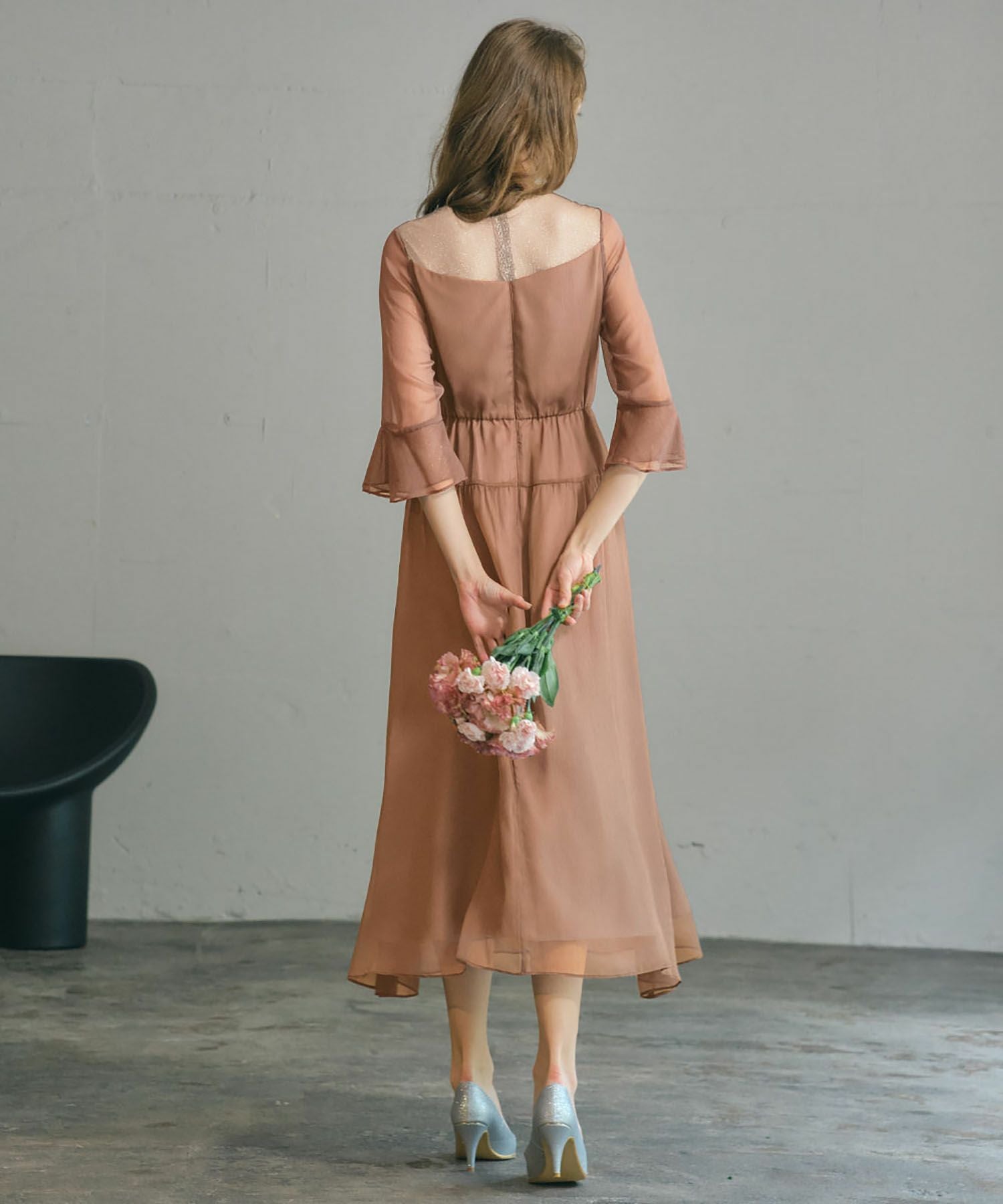 結婚式・お呼ばれ対応 | シフォン&ラメチュールワンピースドレス