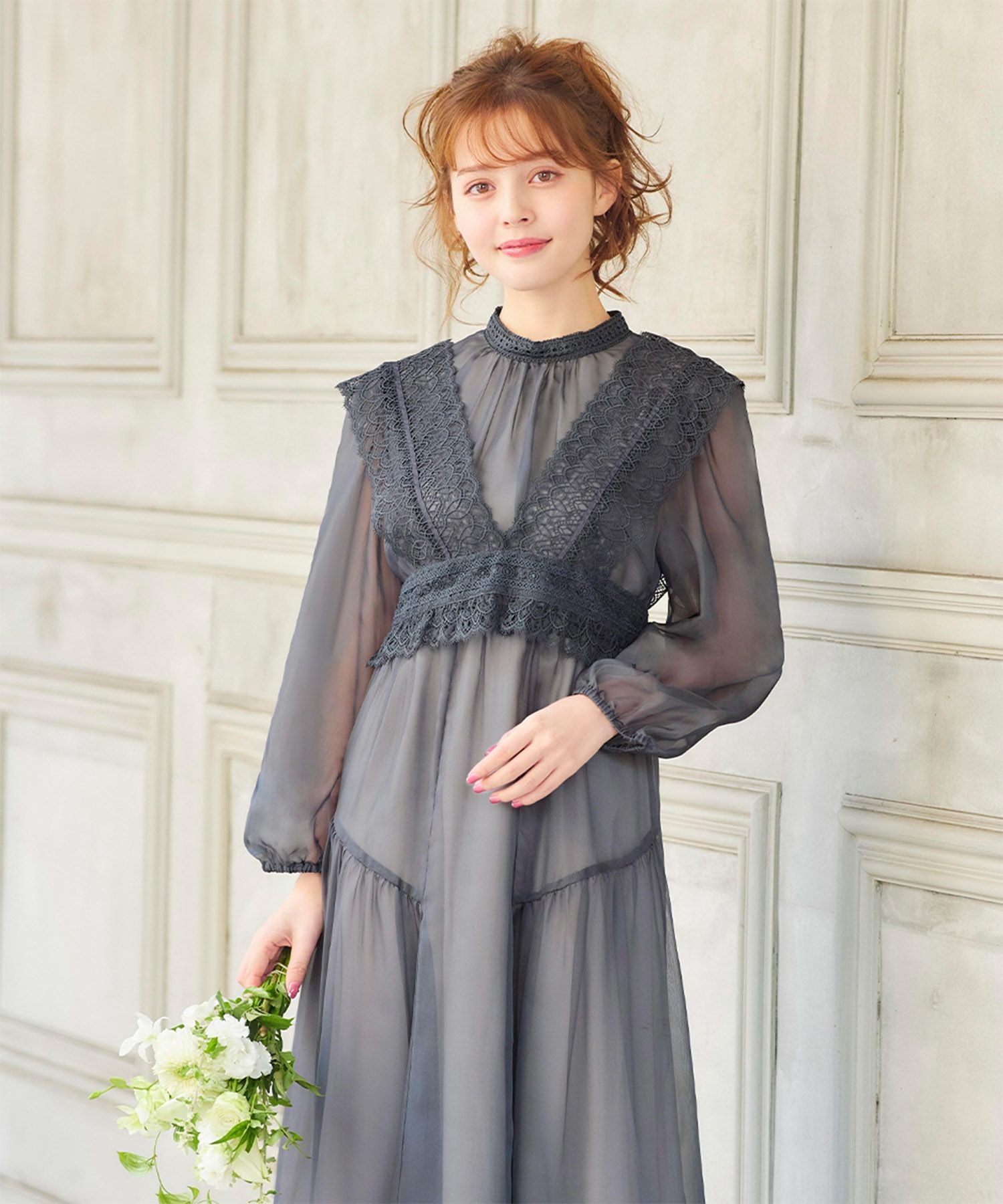 結婚式・お呼ばれ対応 | ワンピース＆レースベストのセットドレス