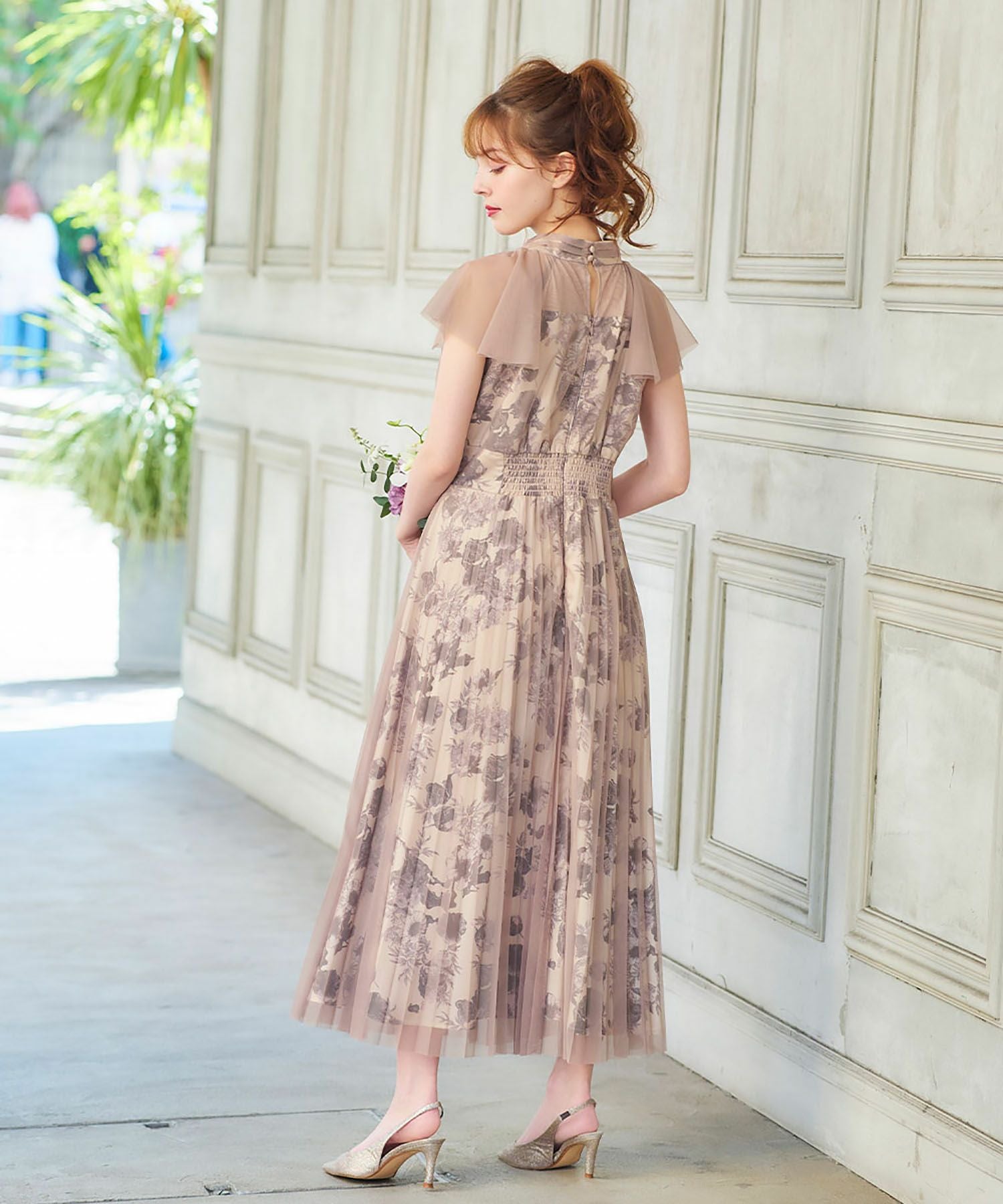 結婚式・お呼ばれ対応 | 花柄プリントロングワンピースドレス