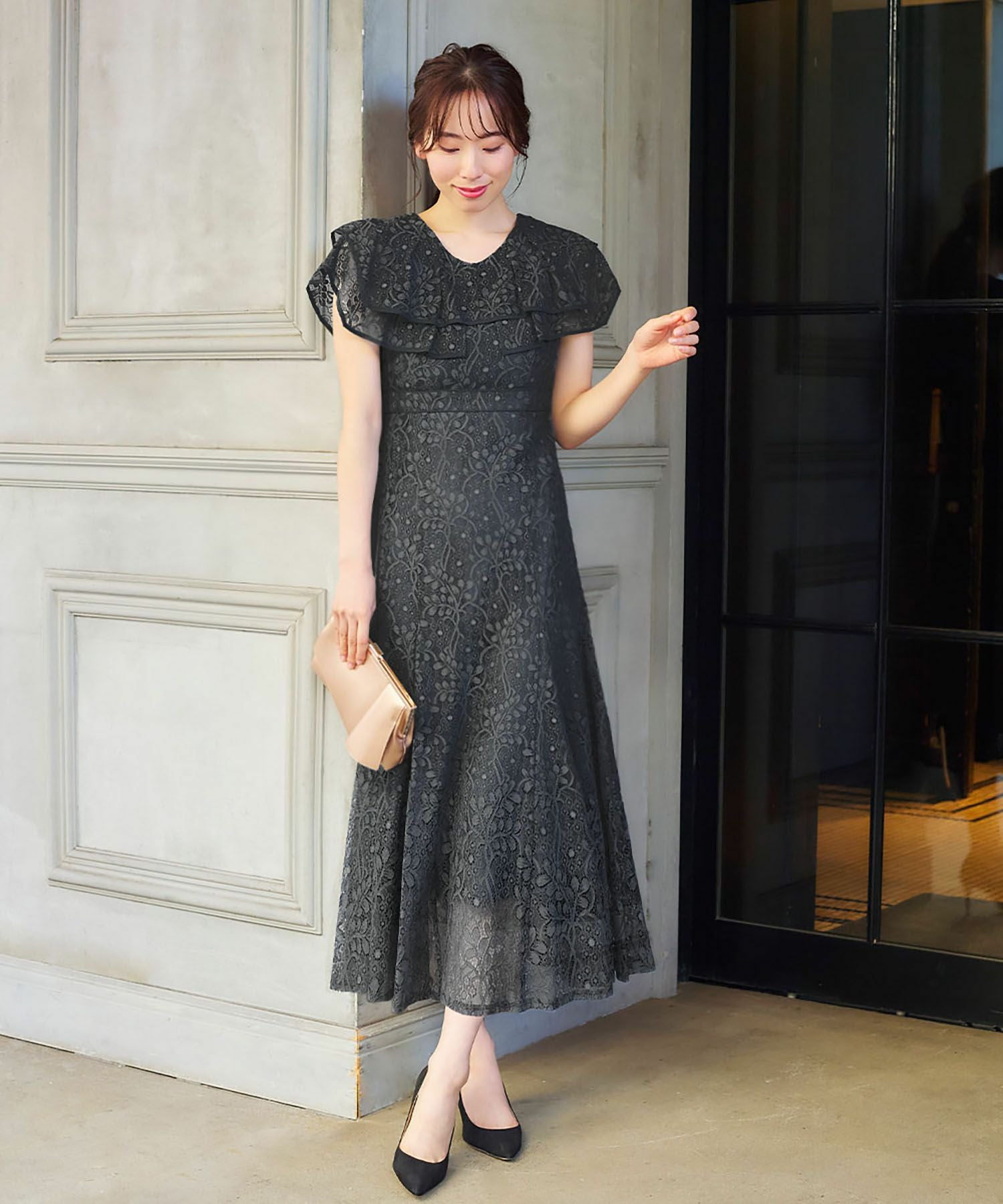 結婚式・お呼ばれ対応 | レースフリルワンピースドレス - パーティー