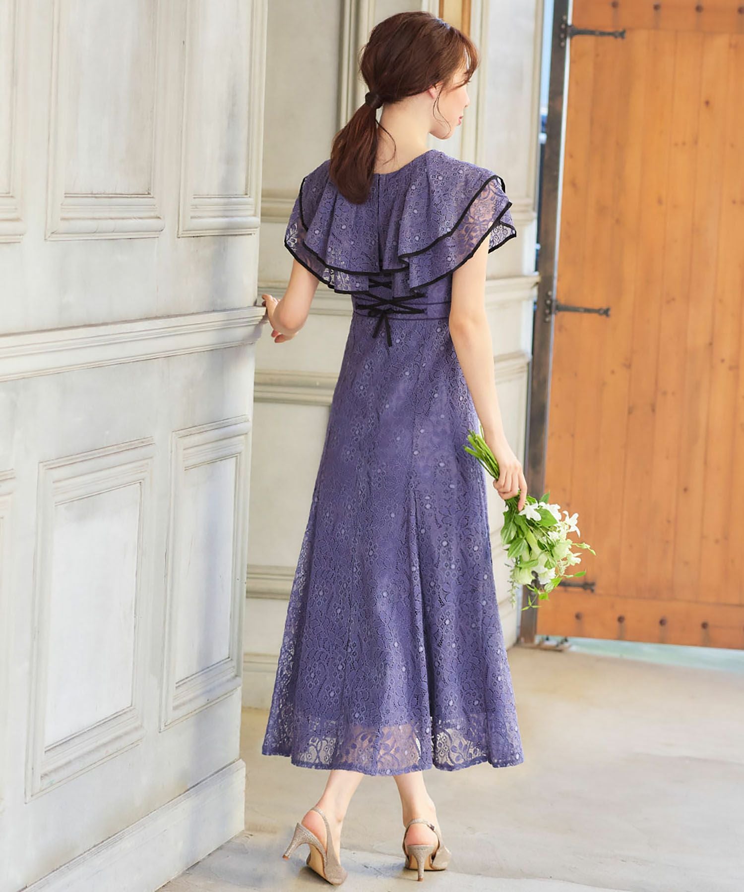 結婚式・お呼ばれ対応 | レースフリルワンピースドレス - パーティー