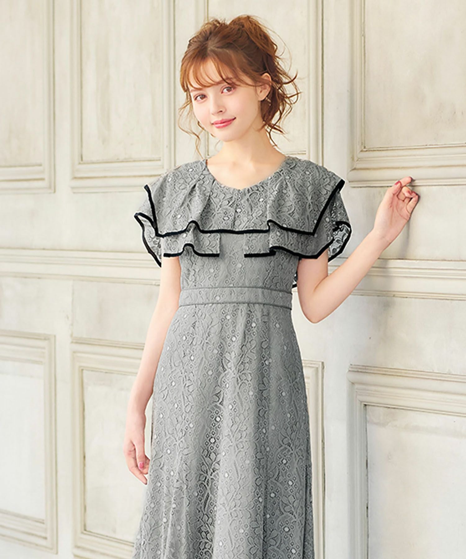 結婚式・お呼ばれ対応 | レースフリルワンピースドレス - パーティー