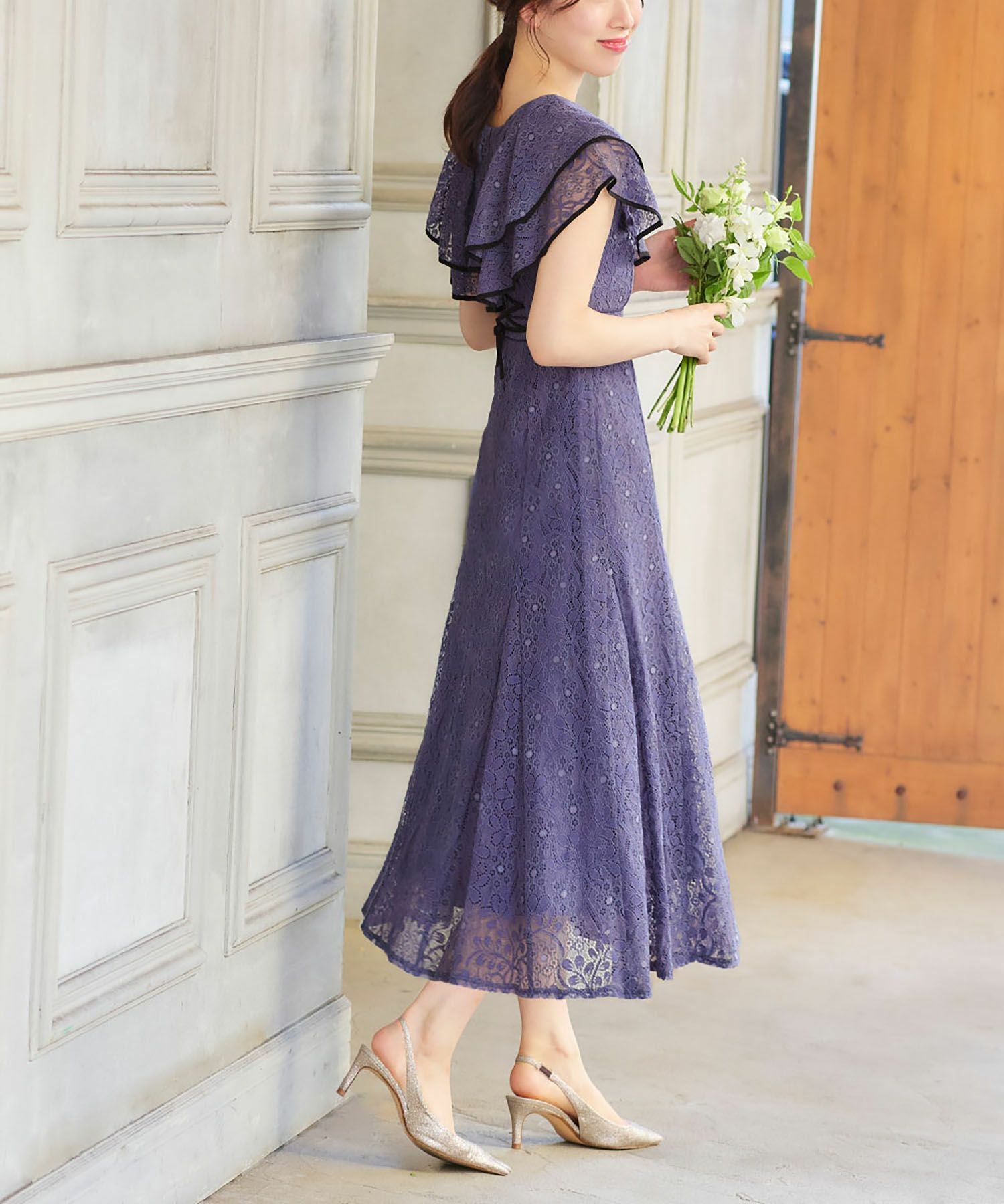 結婚式・お呼ばれ対応 | レースフリルワンピースドレス - パーティー