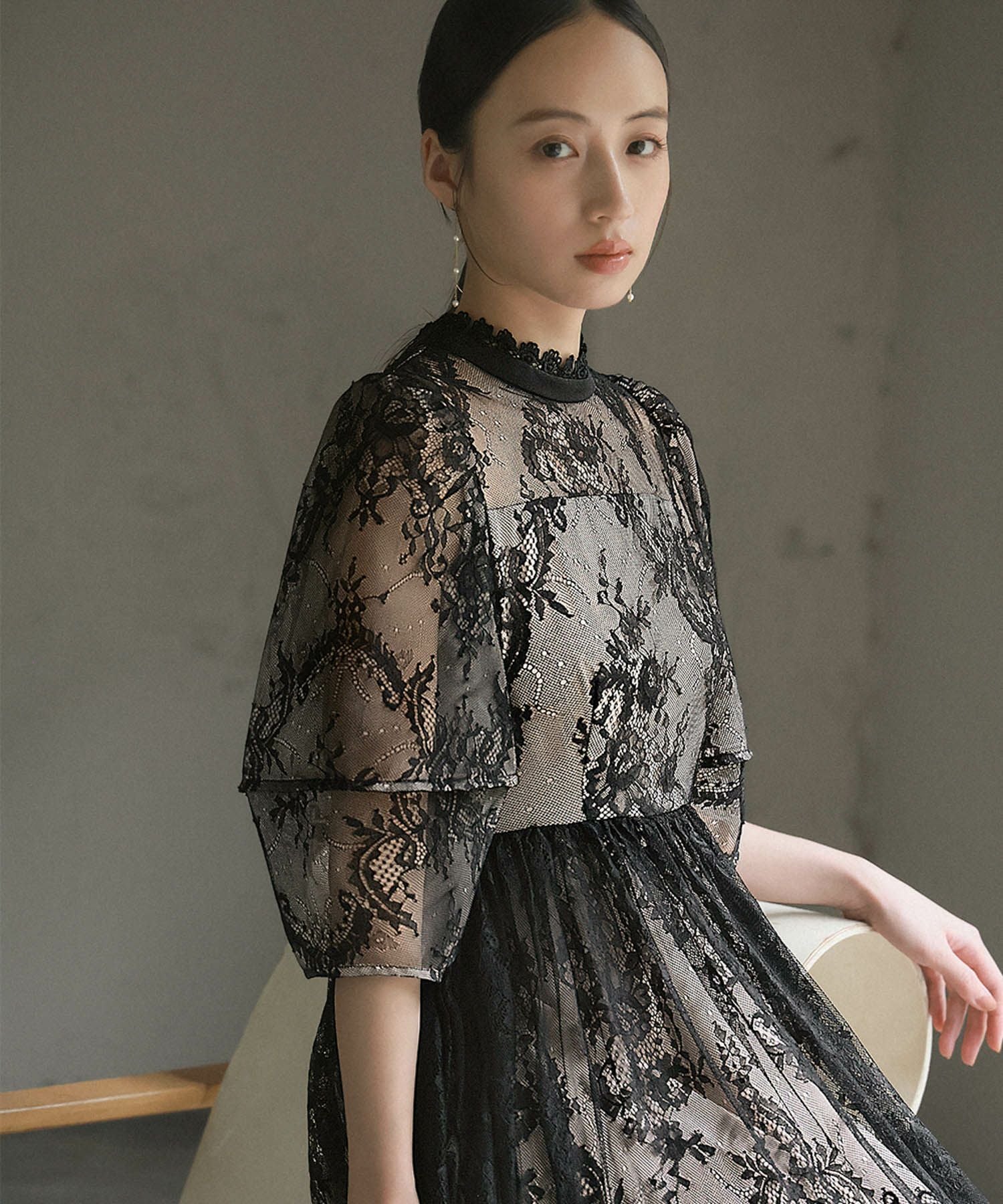 結婚式・お呼ばれ対応 | ランタンスリーブ総レースドレス - パーティー