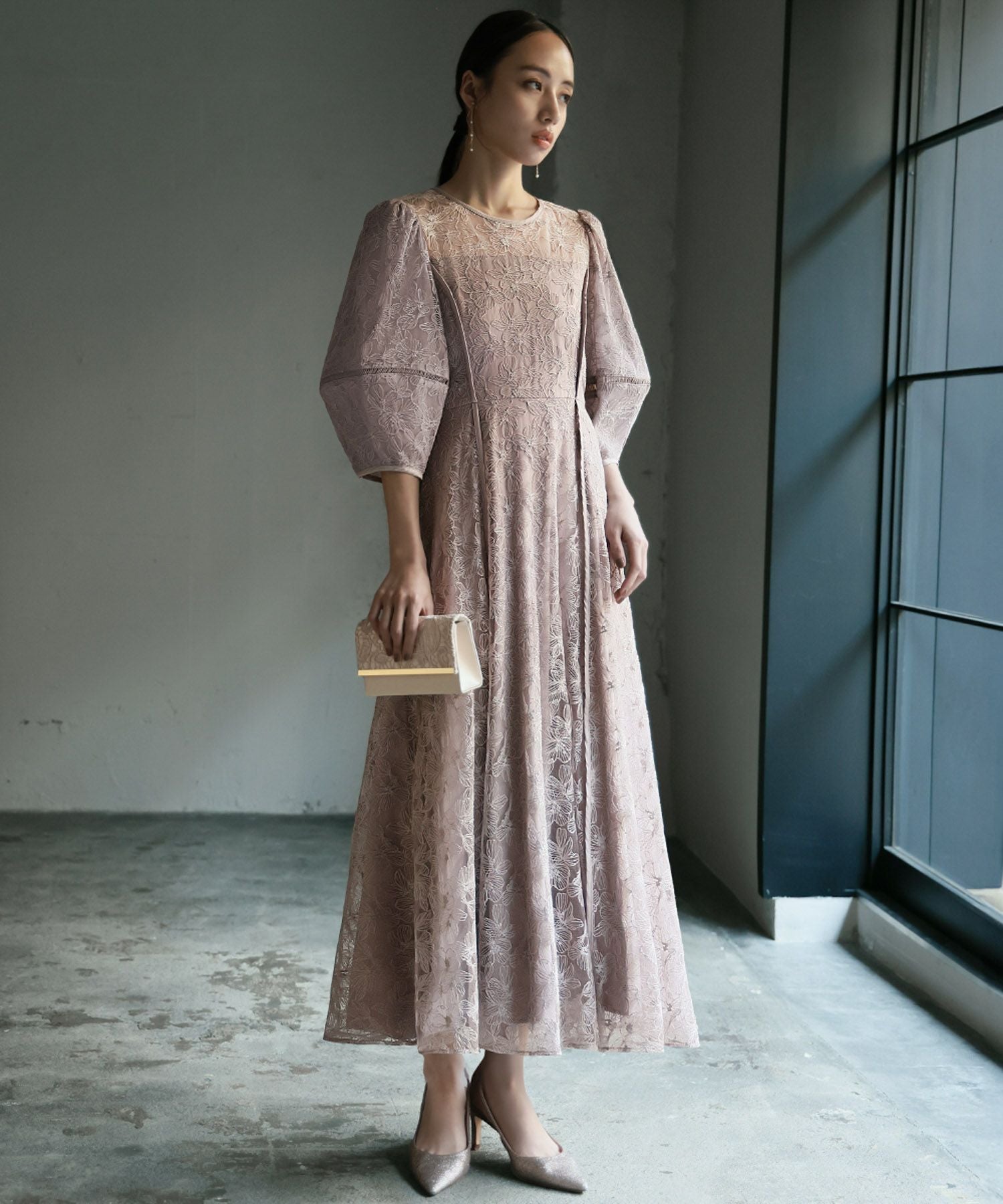 結婚式・お呼ばれ対応 | パフスリーブ結婚式ワンピースドレス