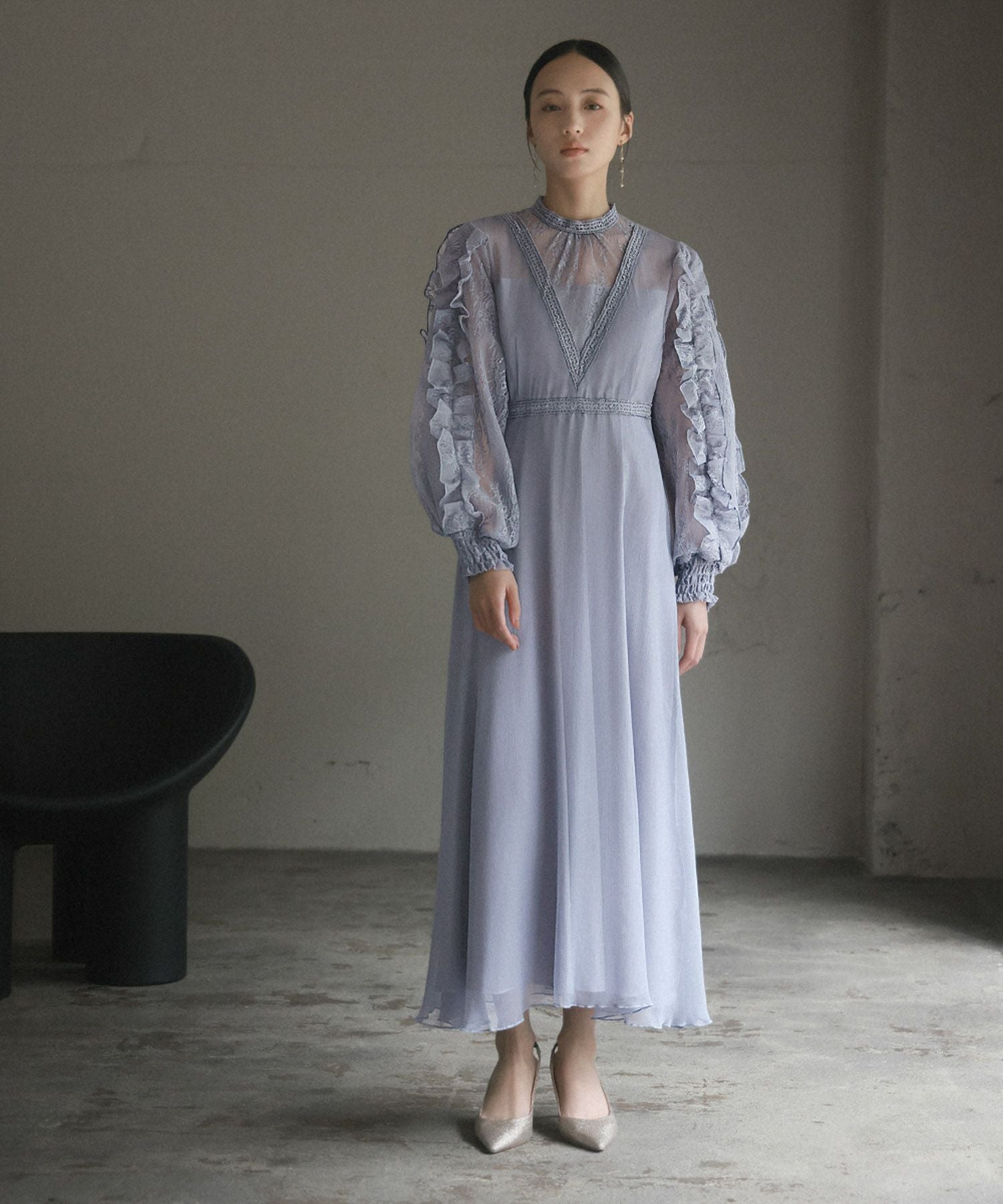 結婚式・お呼ばれ対応 | 袖フリルワンピースドレス - パーティードレス