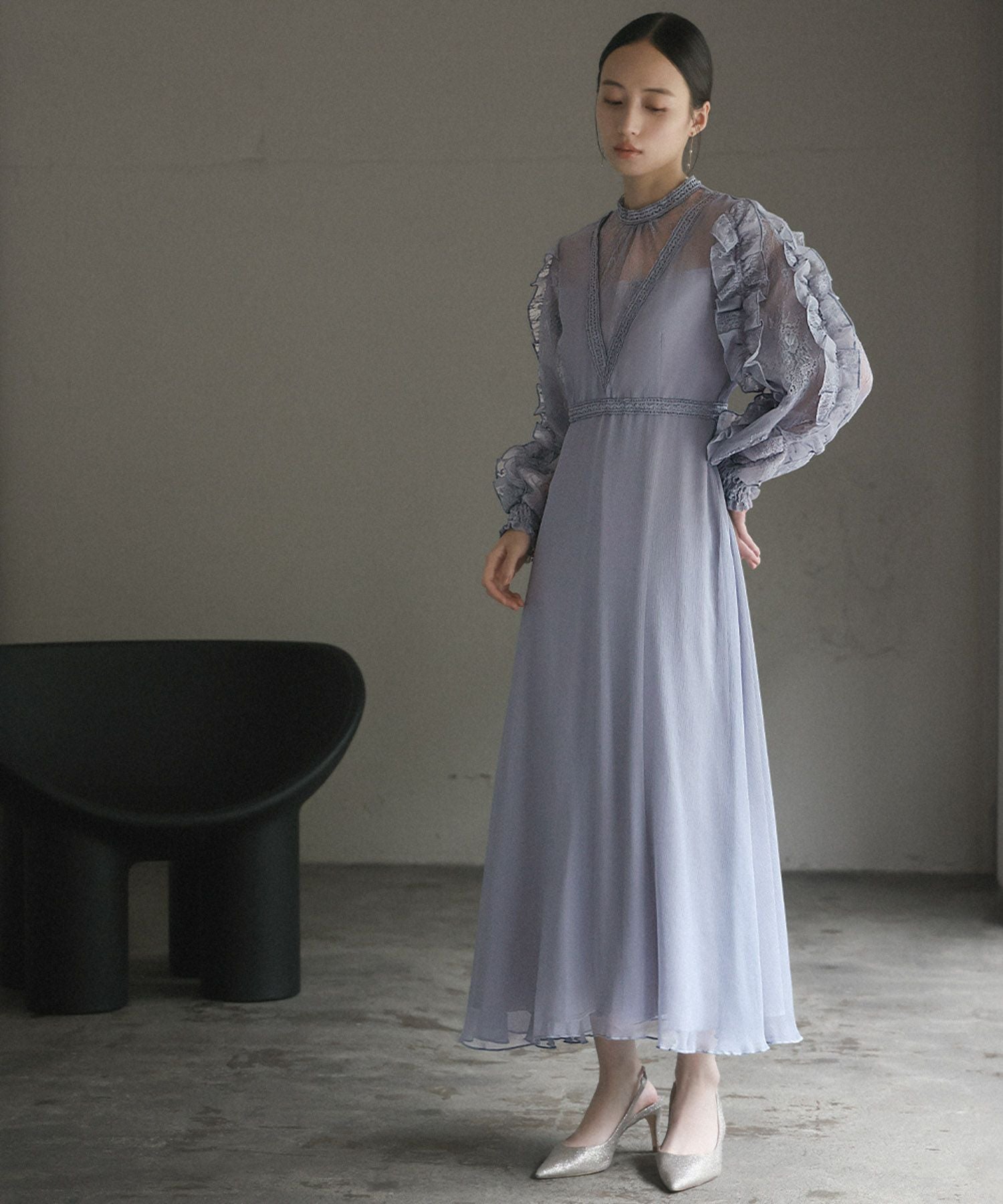 結婚式・お呼ばれ対応 | 袖フリルワンピースドレス - パーティードレス