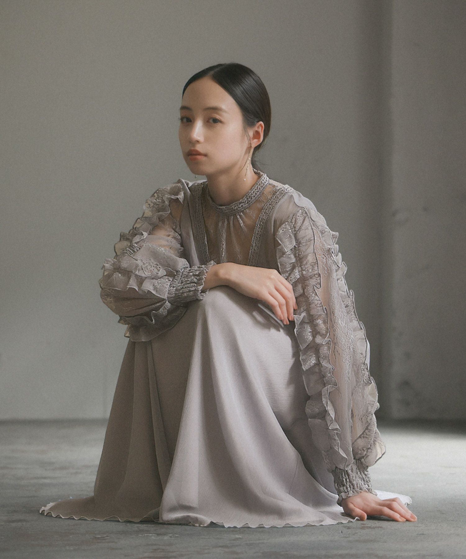 結婚式・お呼ばれ対応 | 袖フリルワンピースドレス - パーティードレス