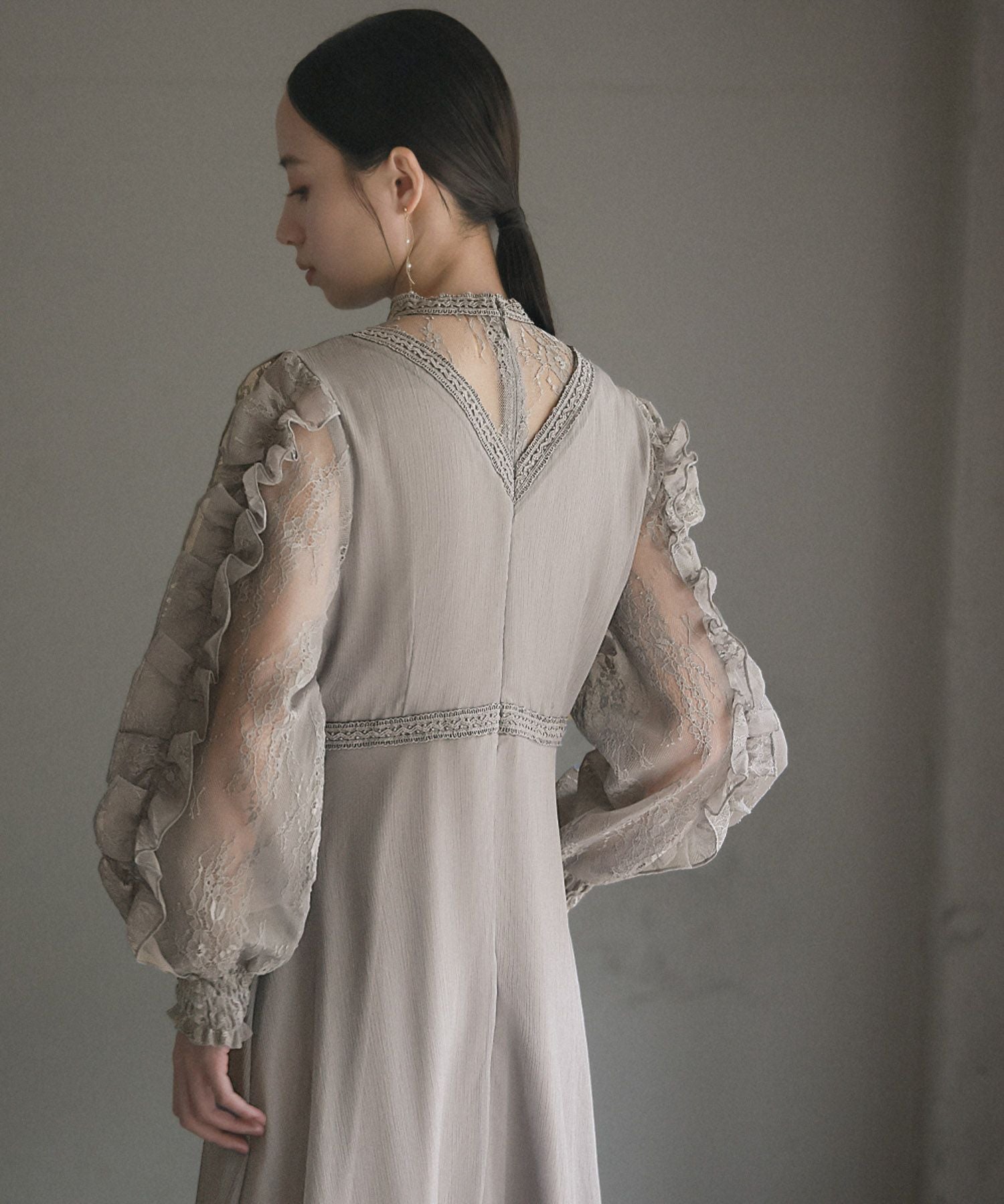 結婚式・お呼ばれ対応 | 袖フリルワンピースドレス - パーティードレス