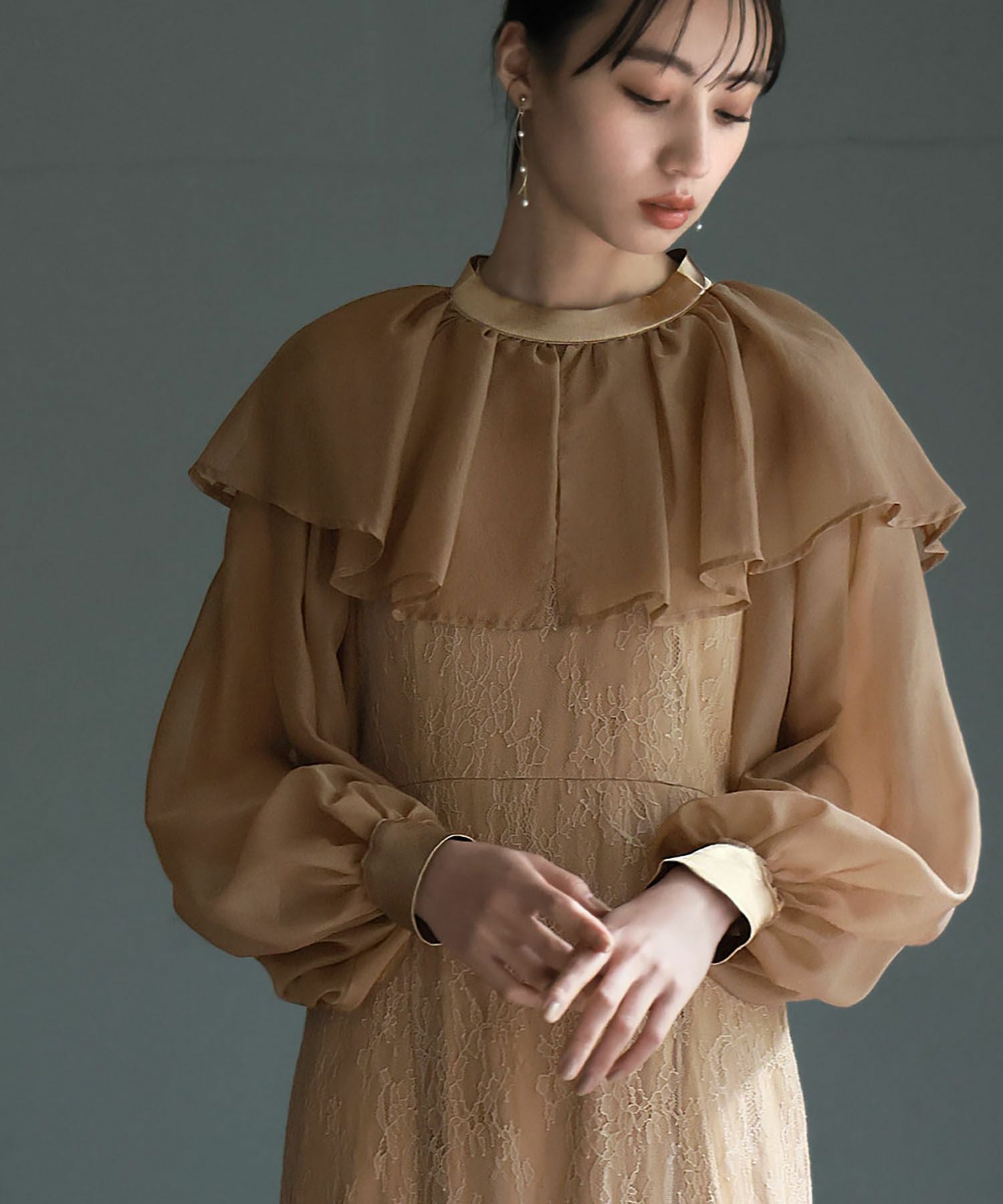 結婚式・お呼ばれ対応 | ケープカラーワンピースドレス - パーティー