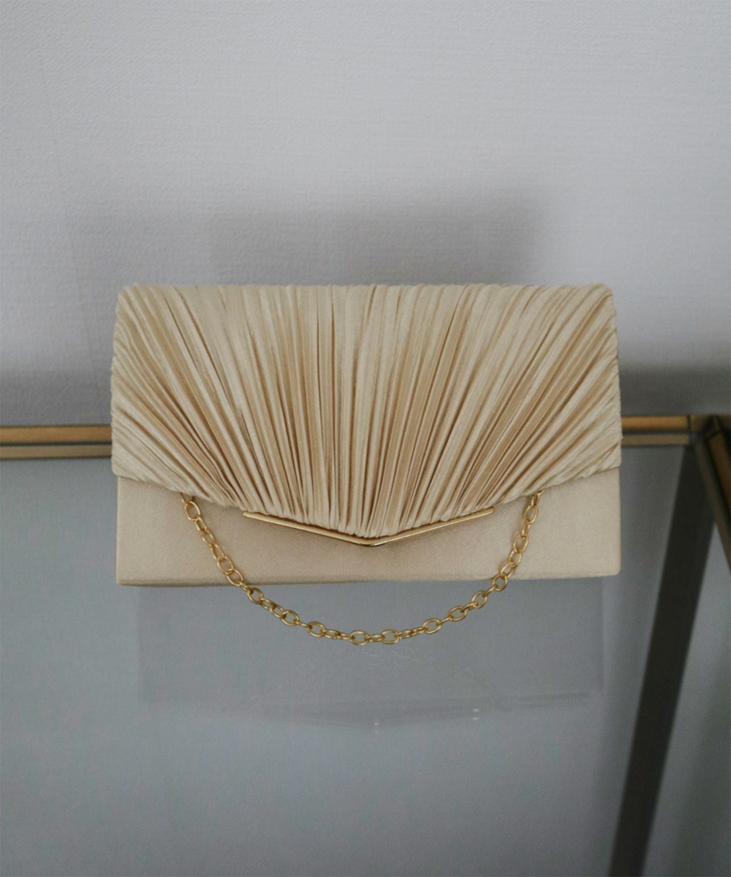 結婚式・お呼ばれ対応 | サテンプリーツクラッチパーティーバッグ