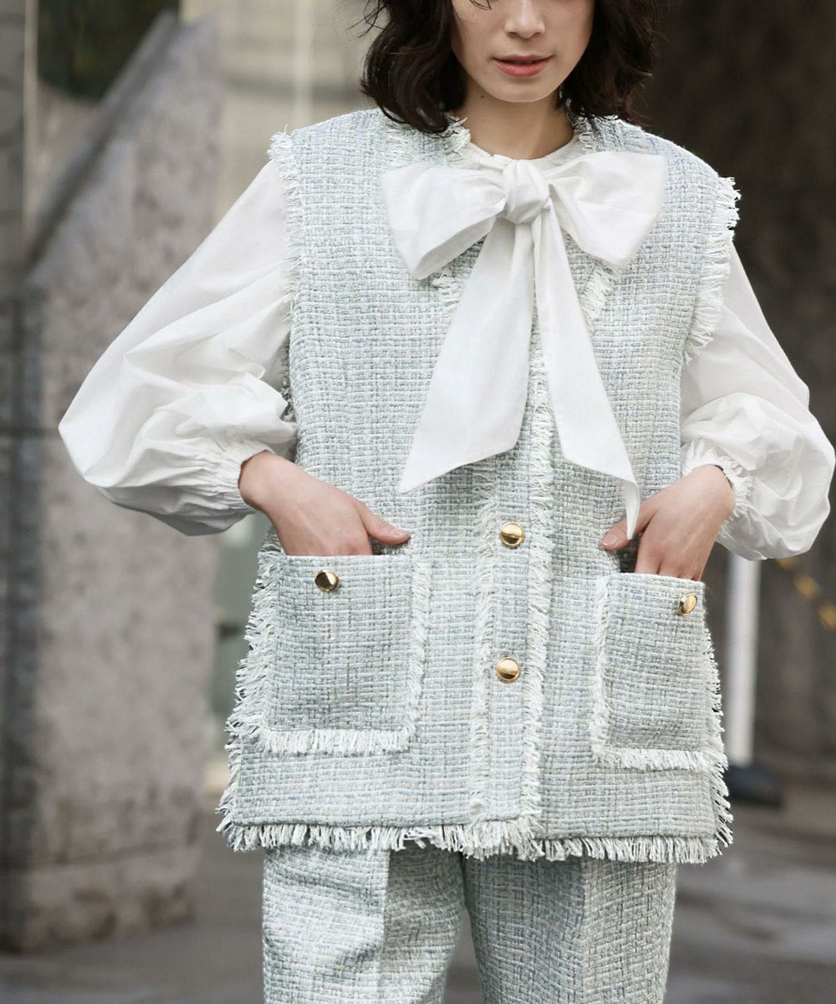 身長：164cm　着用サイズ：FREE　B：79.5 / W：58 / H：82.5