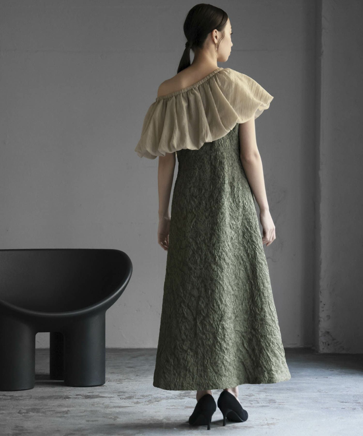 結婚式・お呼ばれ対応 | バルーンオフショルダーワンピースドレス