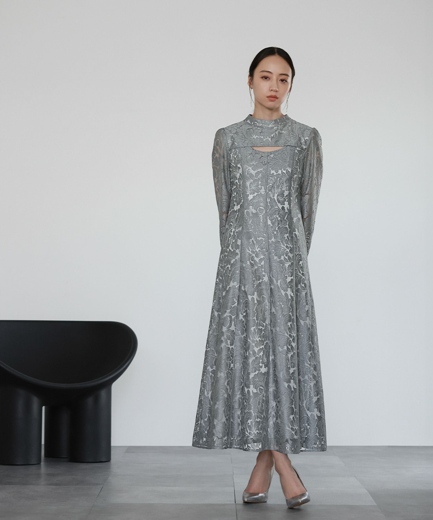 新品  スコットクラブ　定価15,750円  メトリーゼ  ワンピース　結婚式　食事会　コンサート　ミュージカル　演劇 forksy.】【オケージョン対応】フラワーレース パイピング切替