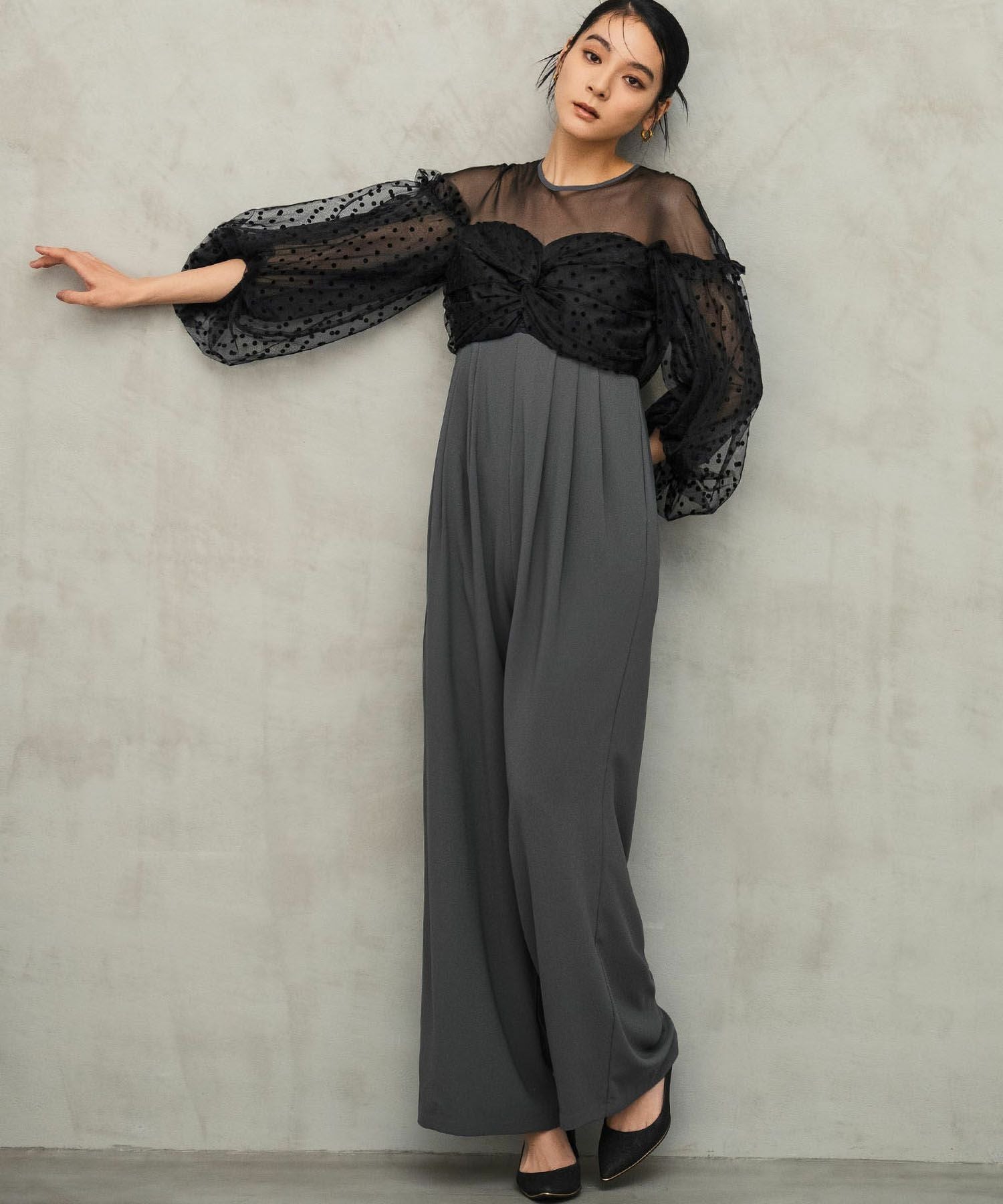 結婚式・お呼ばれ対応 | ドットオールインワンパンツドレス