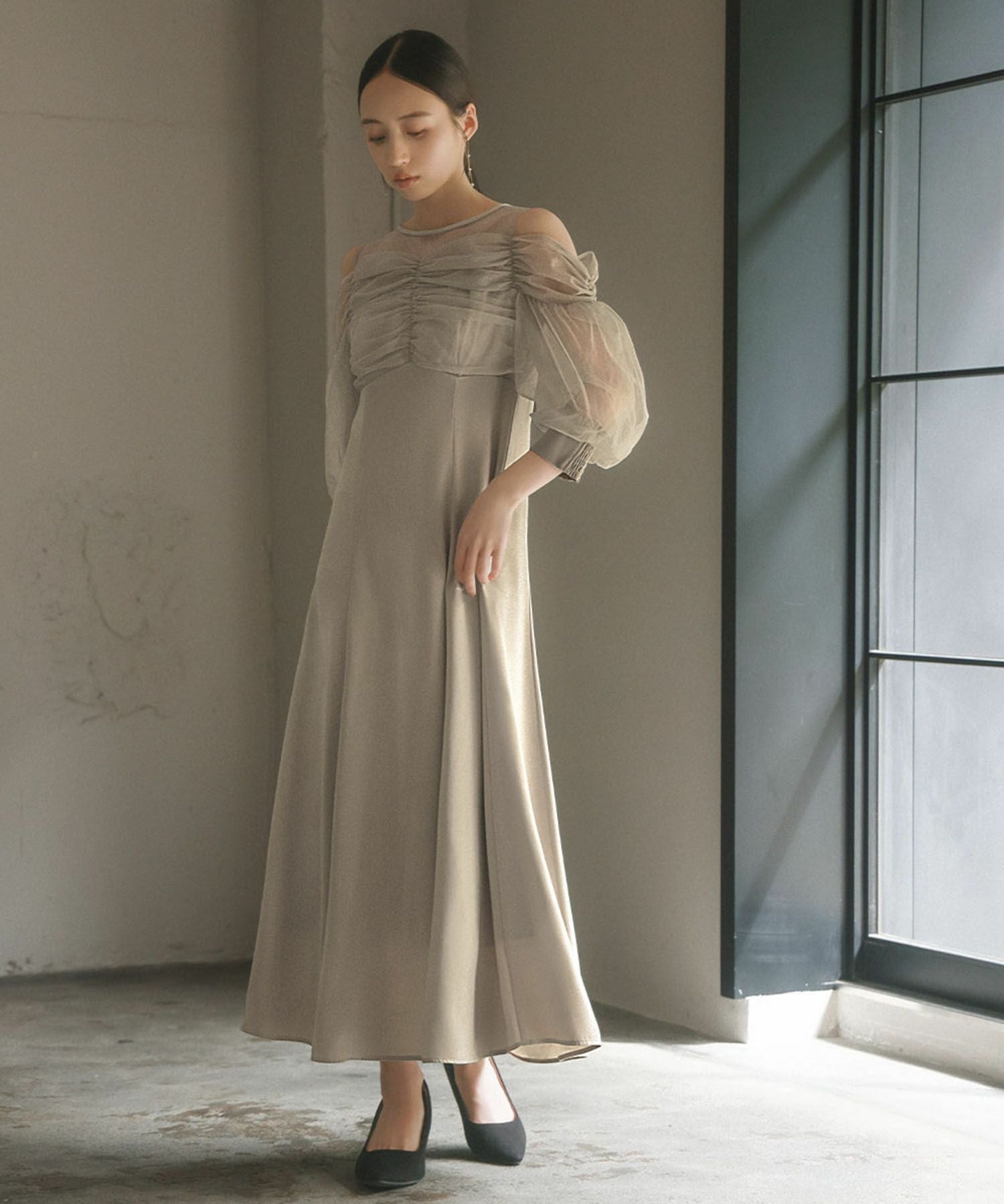結婚式・お呼ばれ対応 | オープンショルダーワンピースドレス