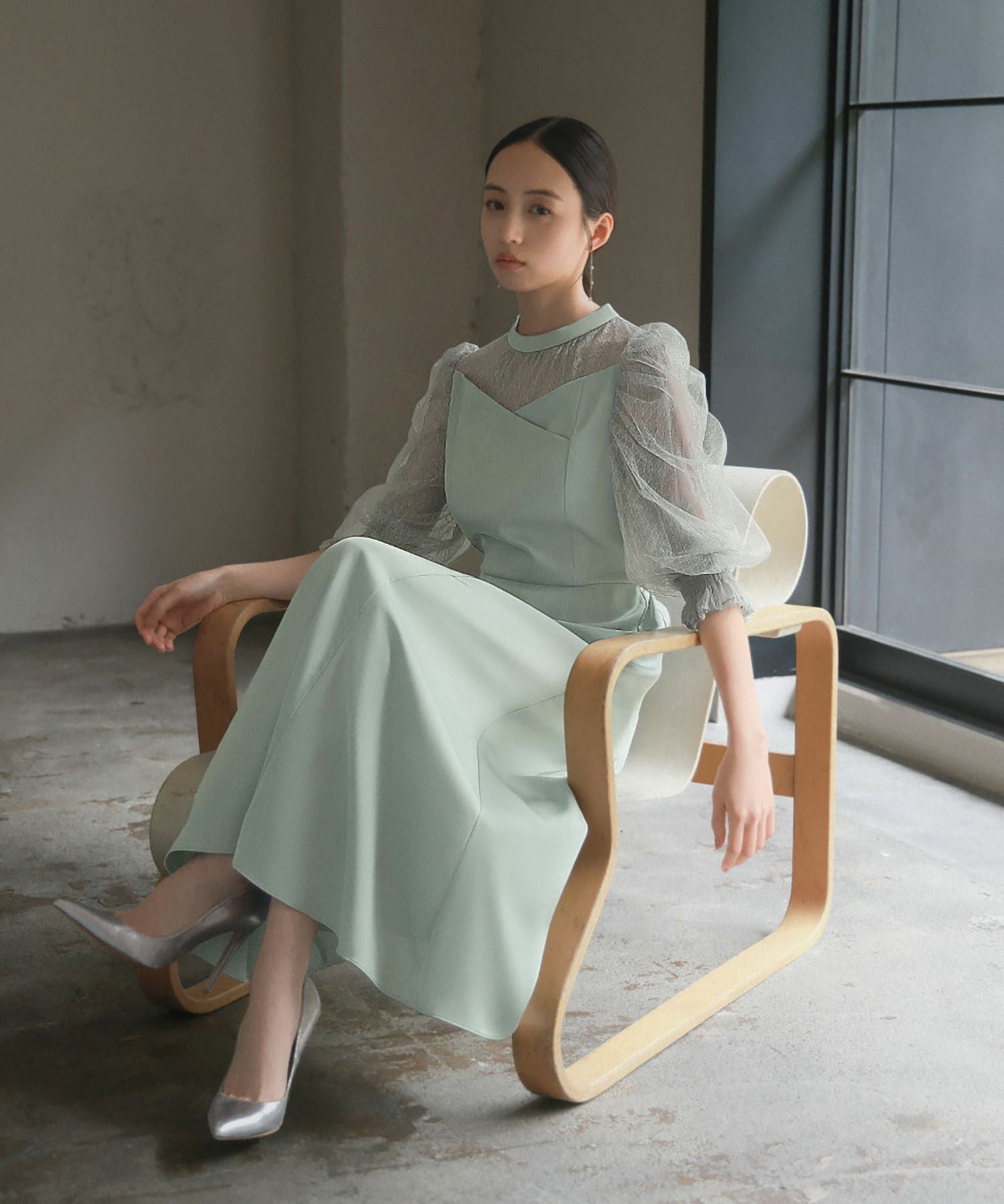 結婚式・お呼ばれ対応 | ギャザースリーブワンピースドレス
