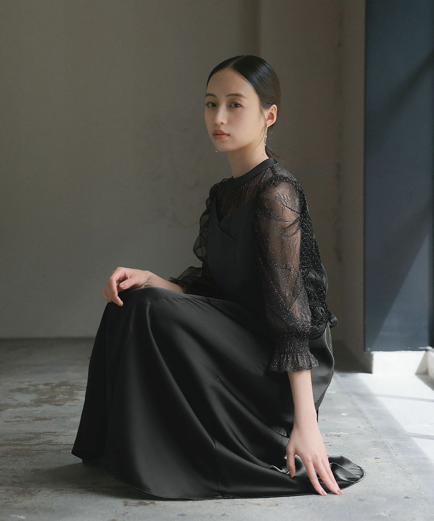 結婚式・お呼ばれ対応 | ギャザースリーブワンピースドレス