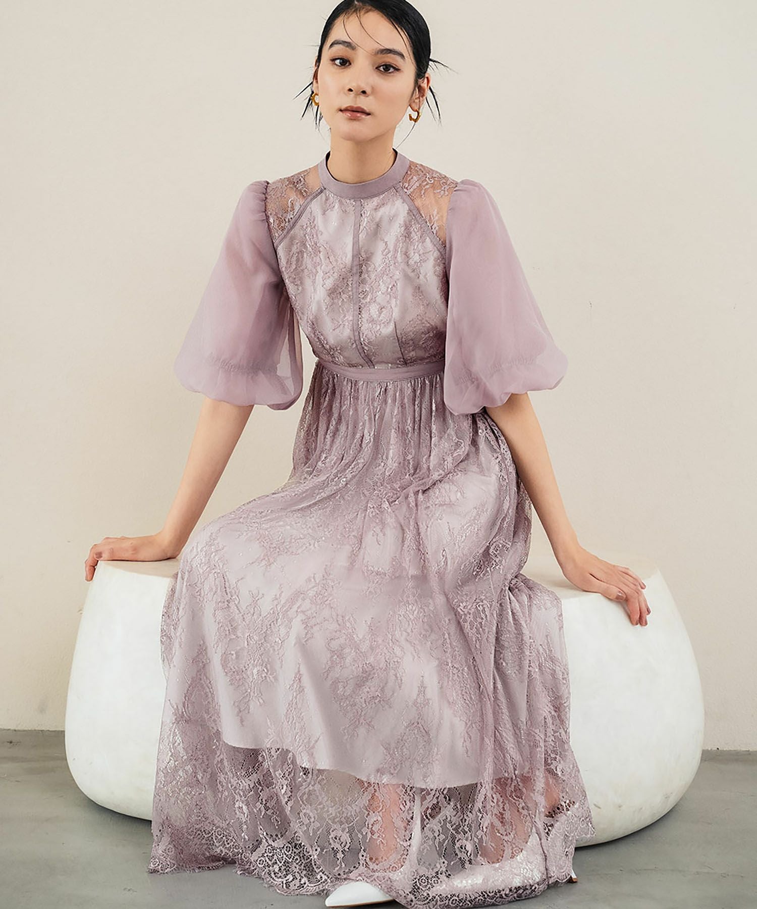 結婚式・お呼ばれ対応 | 総レースロング丈パーティードレス