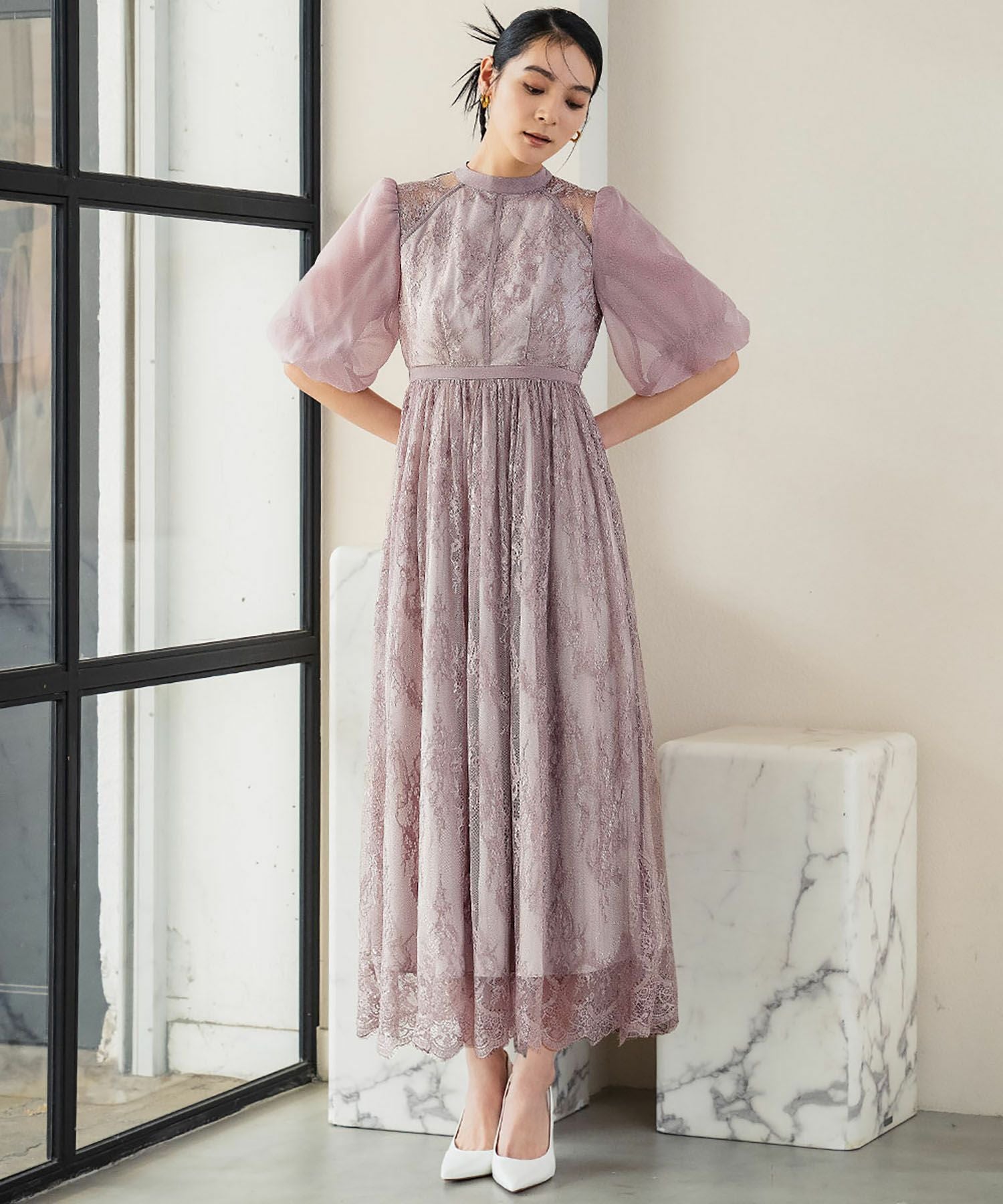 結婚式・お呼ばれ対応 | 総レースロング丈パーティードレス