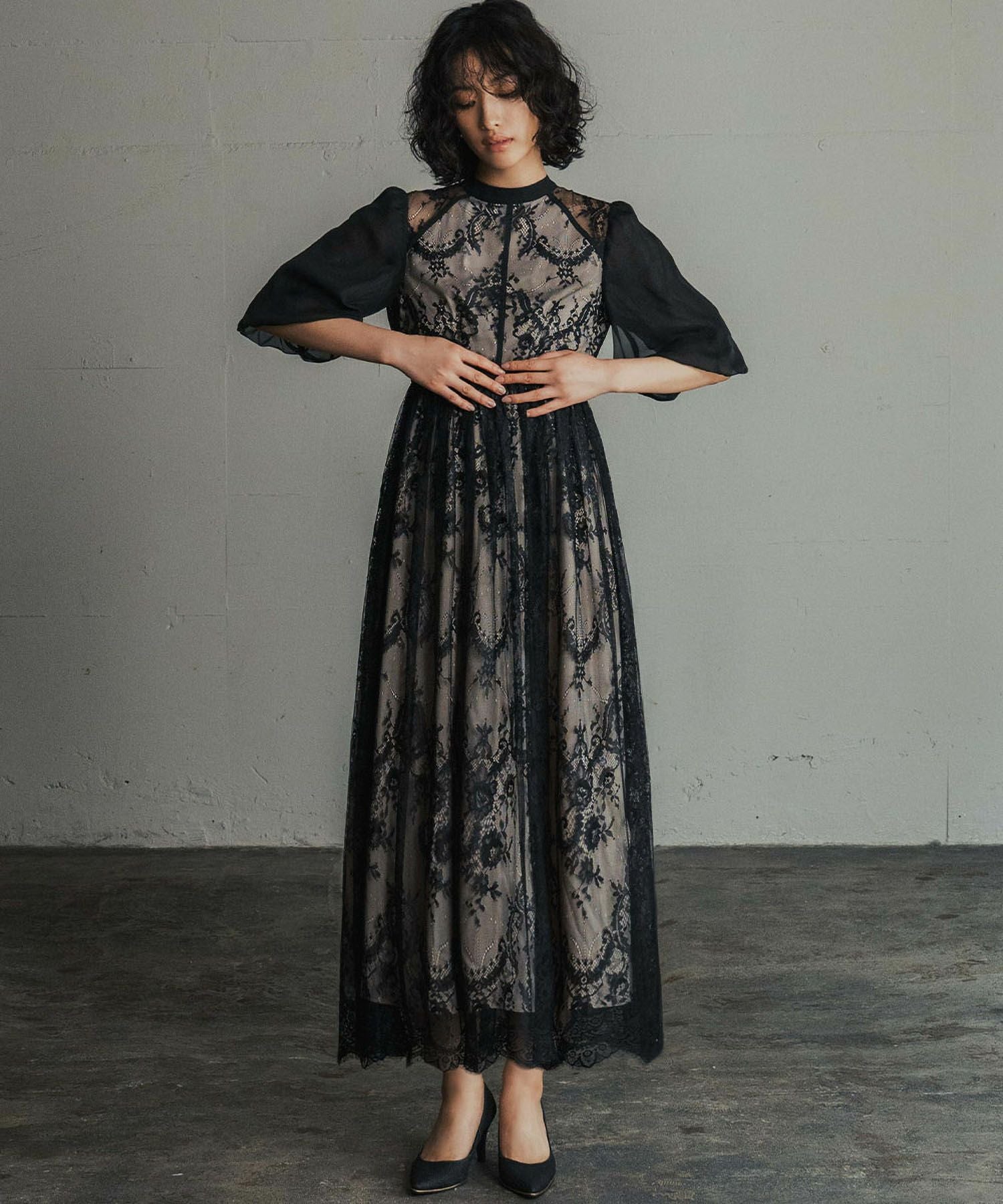 結婚式・お呼ばれ対応 | 総レースロング丈パーティードレス