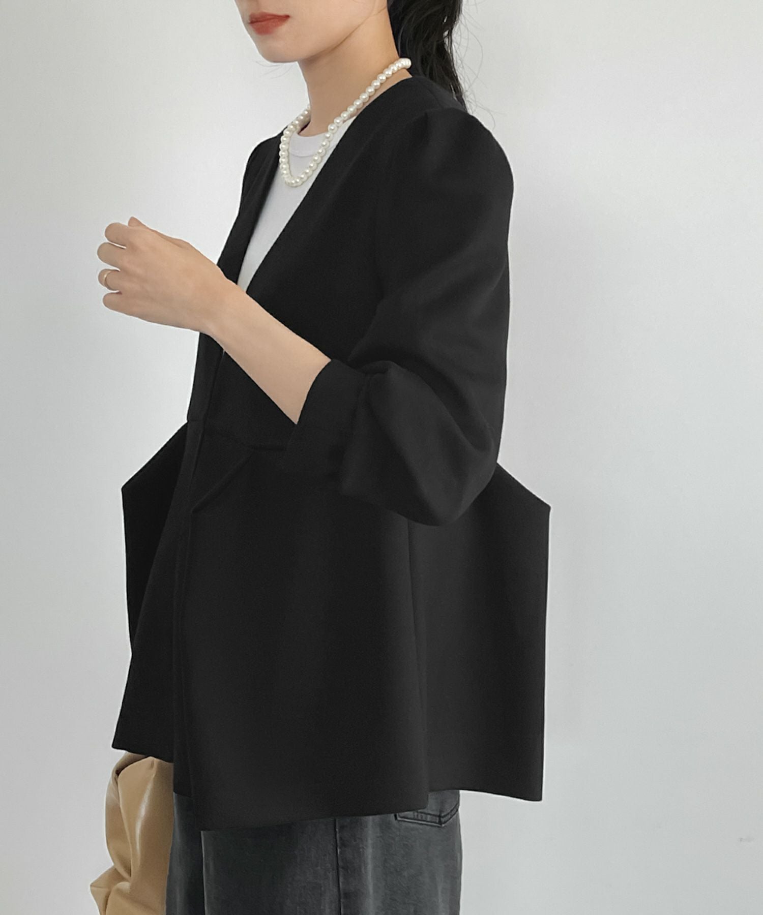 デイリー・カジュアル対応 | ダンボールニットペプラムジャケット