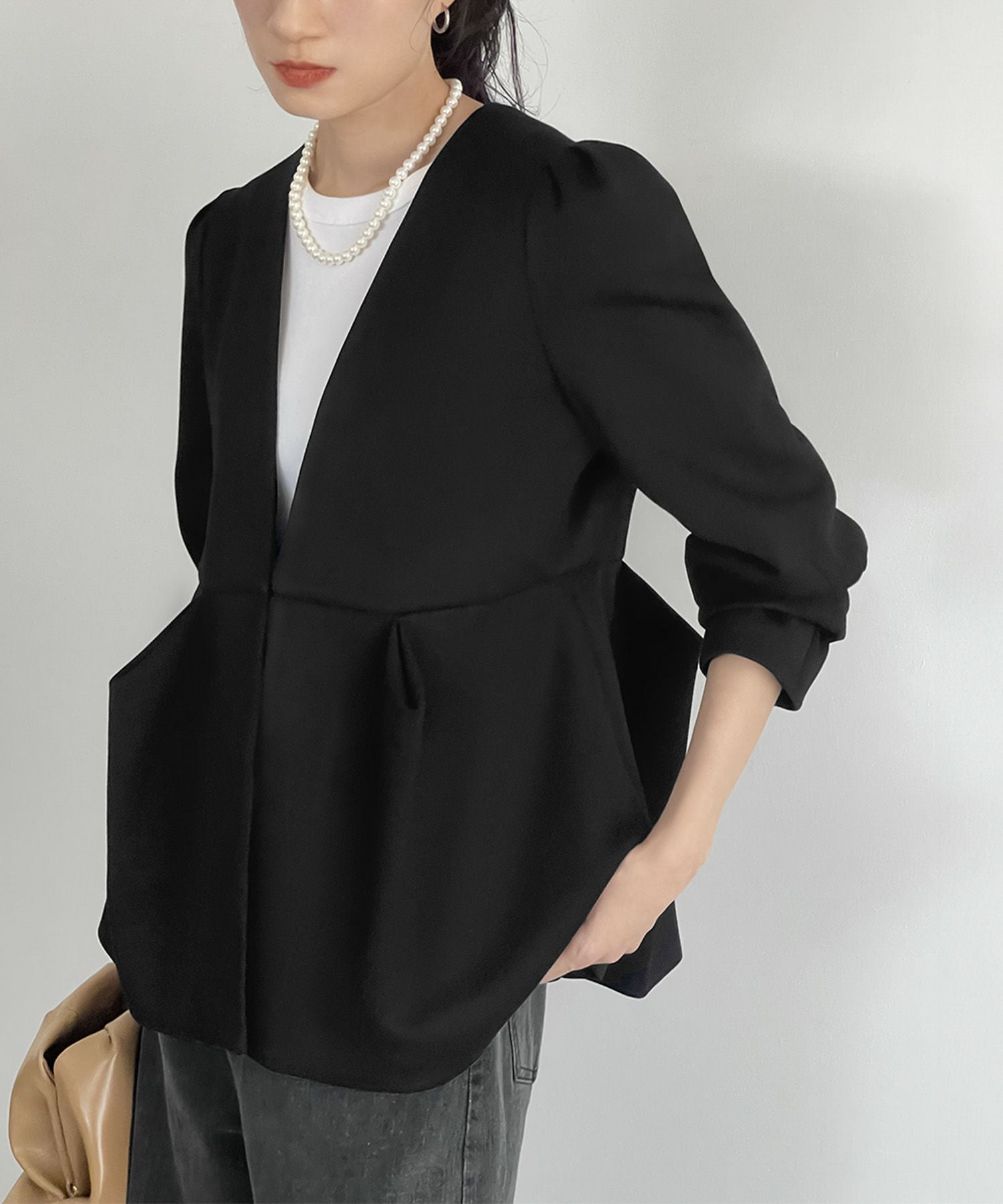 デイリー・カジュアル対応 | ダンボールニットペプラムジャケット