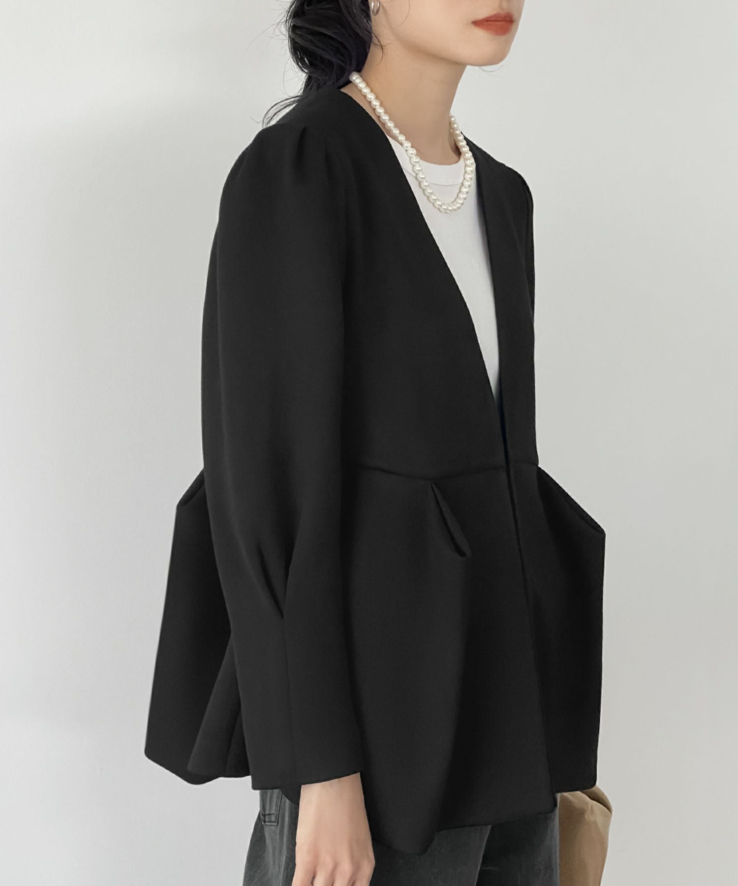 デイリー・カジュアル対応 | ダンボールニットペプラムジャケット